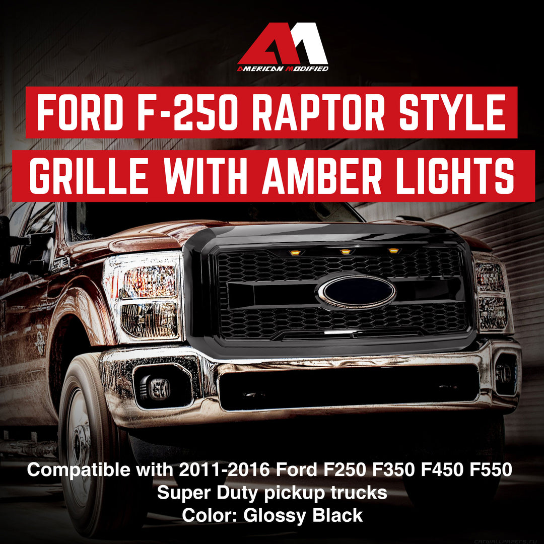AMERICAN MODIFIED Raptor Style Mesh Grille for 2011-2016 Ford F250/350/450/550 - VMInnovations
