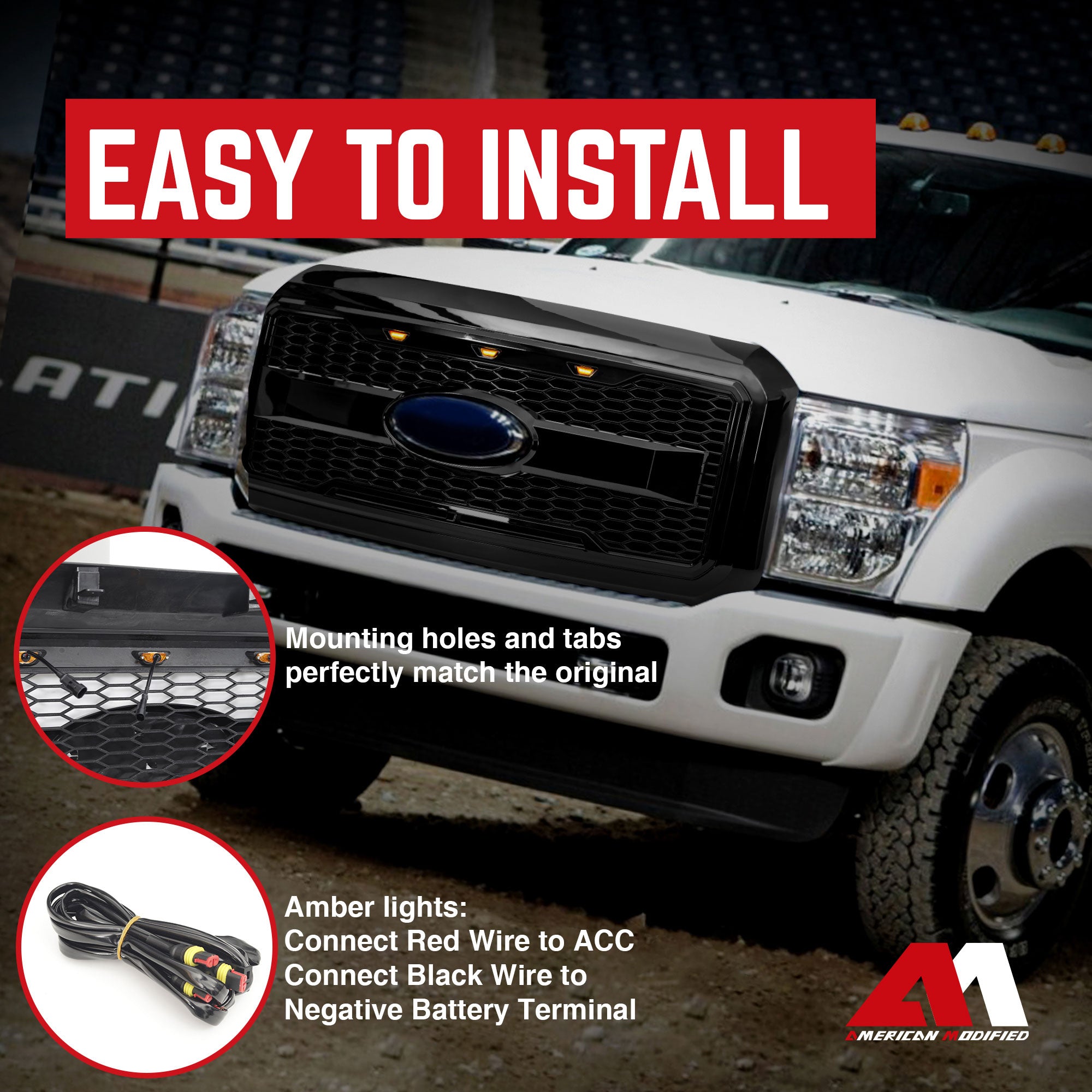 AMERICAN MODIFIED Raptor Style Mesh Grille for 2011-2016 Ford F250/350/450/550 - VMInnovations
