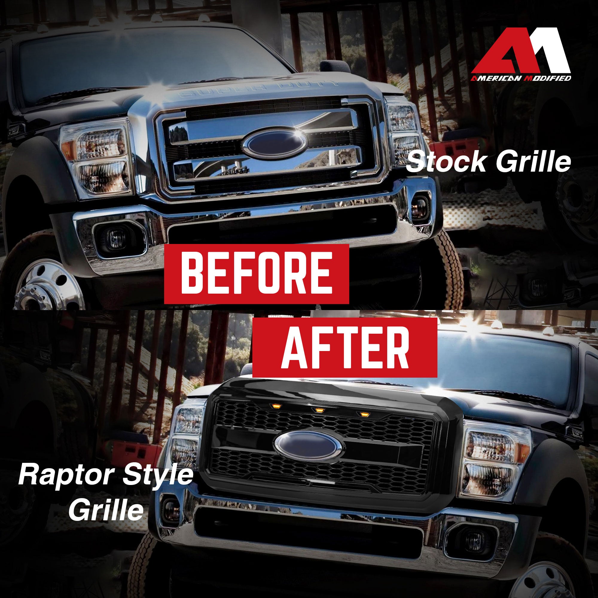 AMERICAN MODIFIED Raptor Style Mesh Grille for 2011-2016 Ford F250/350/450/550 - VMInnovations