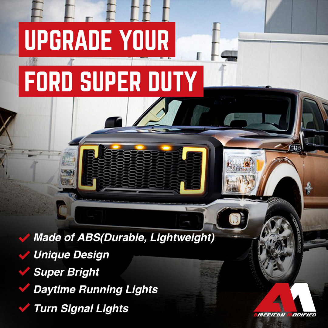 AMERICAN MODIFIED Raptor Style Mesh Grille for 2011-2016 Ford F250/350/450/550 - VMInnovations