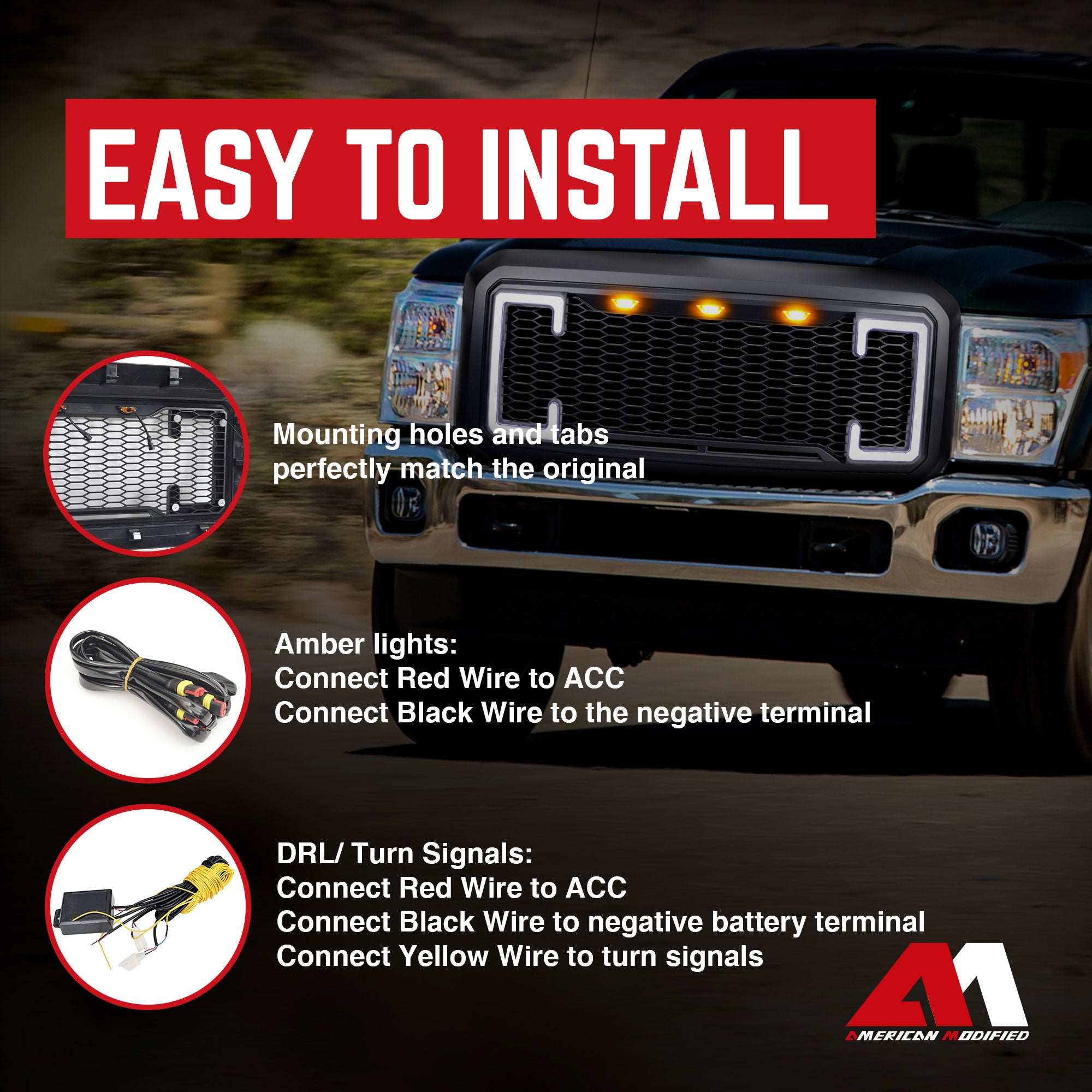 AMERICAN MODIFIED Raptor Style Grille for 11-16 Ford F250/350/450/550 (Open Box) - VMInnovations