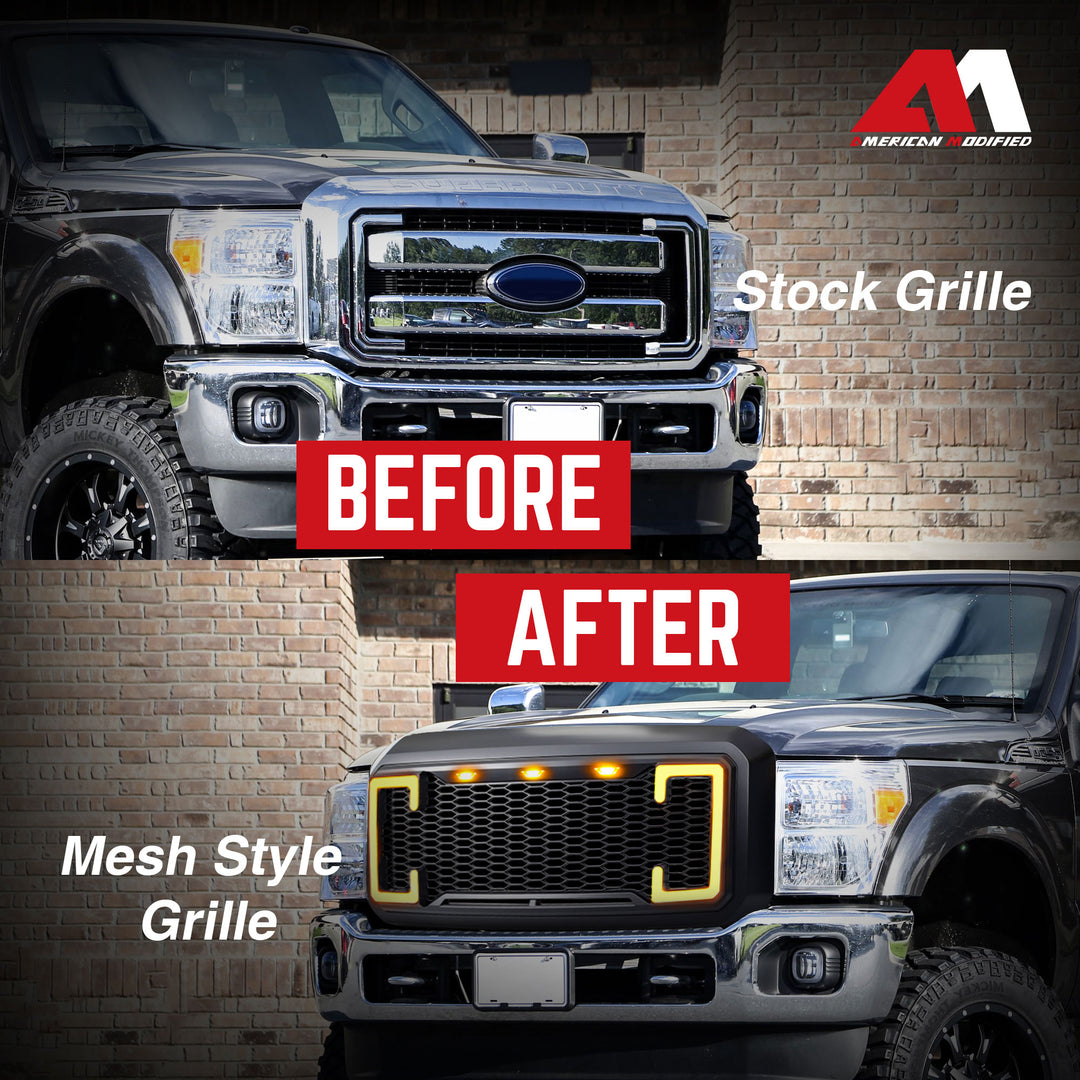AMERICAN MODIFIED Raptor Style Mesh Grille for 2011-2016 Ford F250/350/450/550 - VMInnovations
