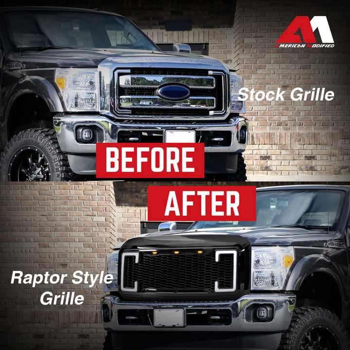 AMERICAN MODIFIED Raptor Style Mesh Grille for 2011-2016 Ford F250/350/450/550 - VMInnovations