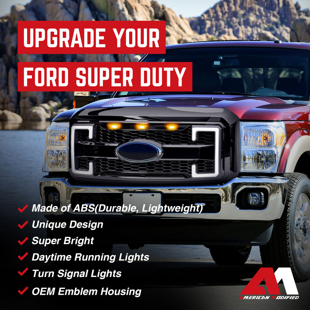 AMERICAN MODIFIED Raptor Style Mesh Grille for 2011-2016 Ford F250/350/450/550 - VMInnovations