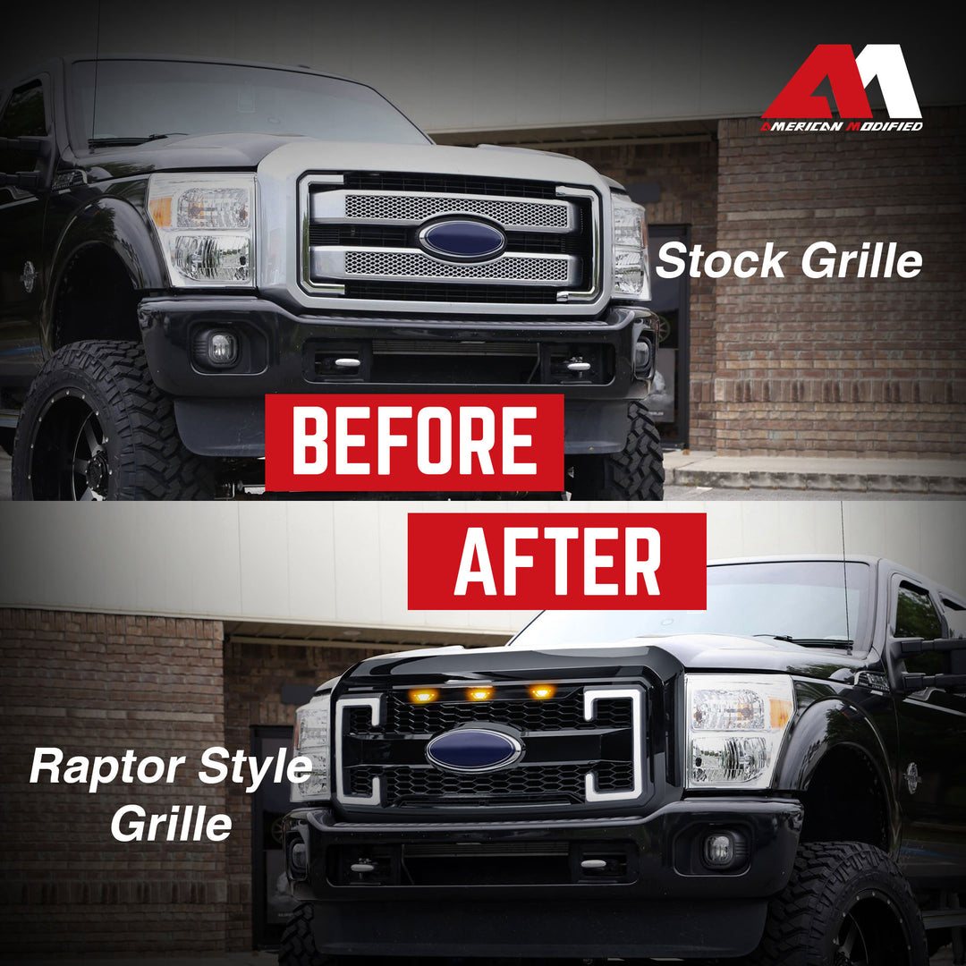 AMERICAN MODIFIED Raptor Style Mesh Grille for 2011-2016 Ford F250/350/450/550 - VMInnovations