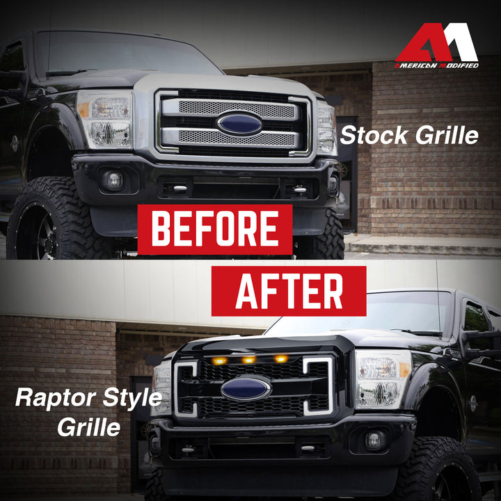 AMERICAN MODIFIED Raptor Style Mesh Grille for 2011-2016 Ford F250/350/450/550 - VMInnovations