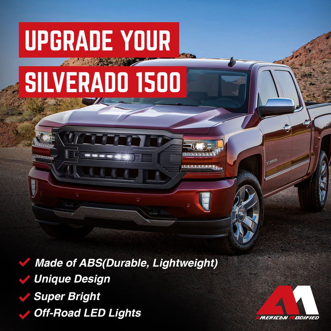 AMERICAN MODIFIED Armor Grille for 16-19 Chevrolet Silverado 1500, Matte Black - VMInnovations