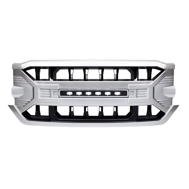 AMERICAN MODIFIED Armor Grille for 2016-2019 Chevrolet Silverado 1500, Silver - VMInnovations