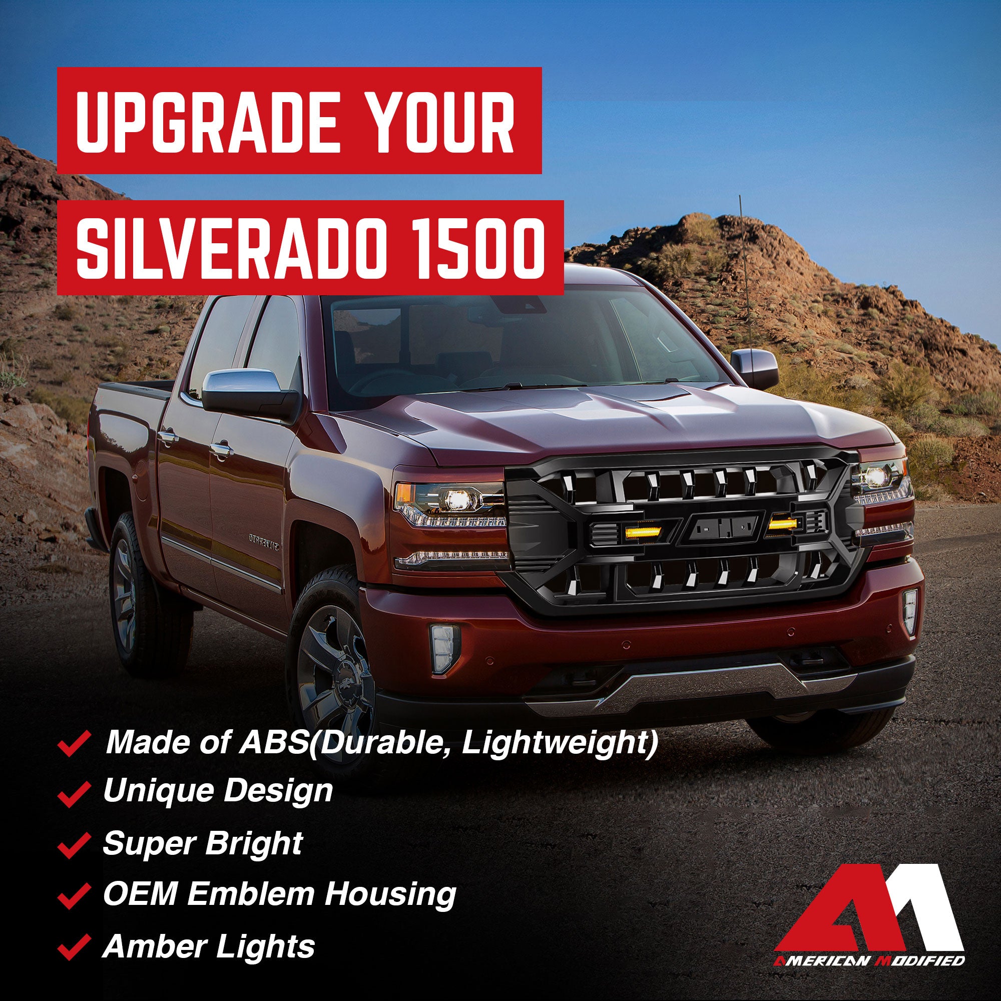 AMERICAN MODIFIED Armor Grille for 2016-2019 Chevy Silverado 1500 (Used) - VMInnovations