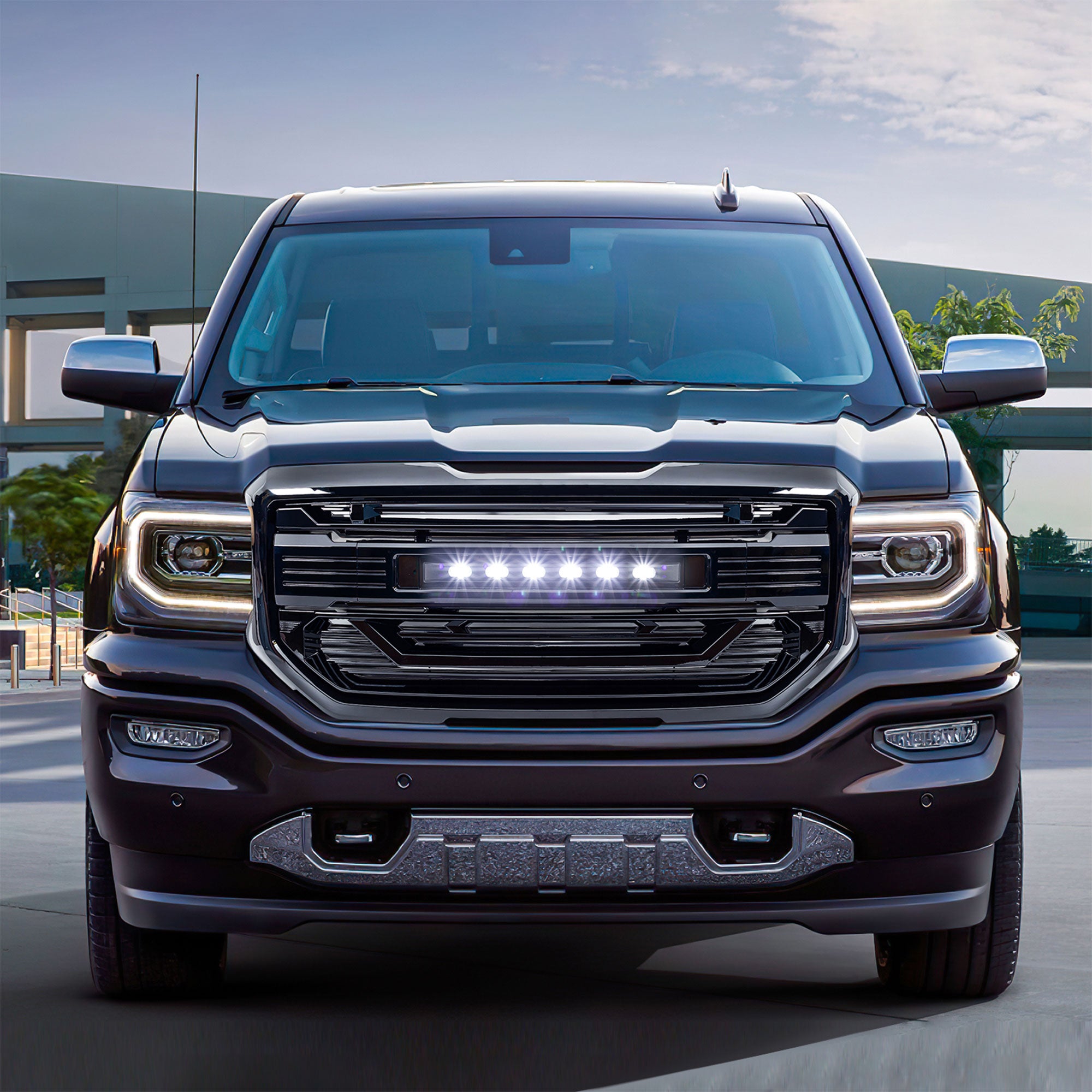 AMERICAN MODIFIED Armor Grille for 2016 to 2018 GMC Sierra 1500, Glossy Black (Open Box)
