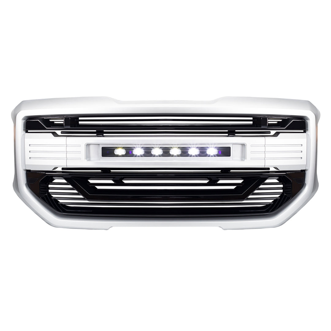 AMERICAN MODIFIED Armor Grille for 2016 to 2018 GMC Sierra 1500, Chrome Silver - VMInnovations