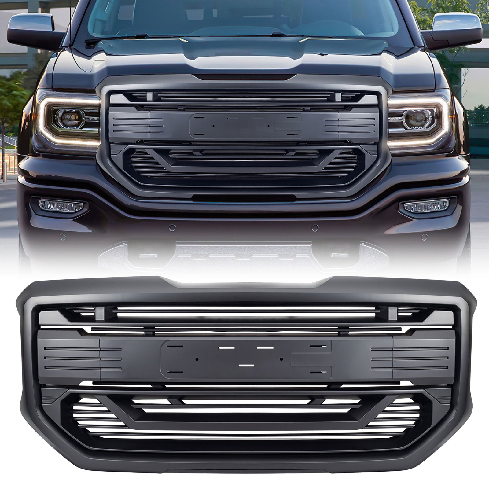 AMERICAN MODIFIED Armor Grille for 2016 to 2018 GMC Sierra 1500, Matte Black - VMInnovations