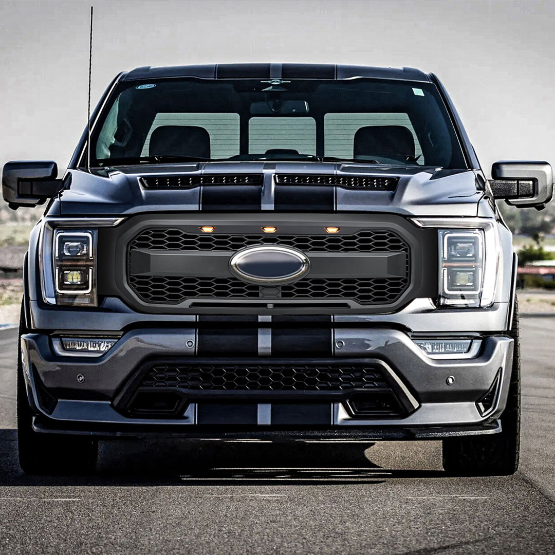 AMERICAN MODIFIED Raptor Style Mesh Grill for 2021-2023 Ford F150, Matte Black - VMInnovations