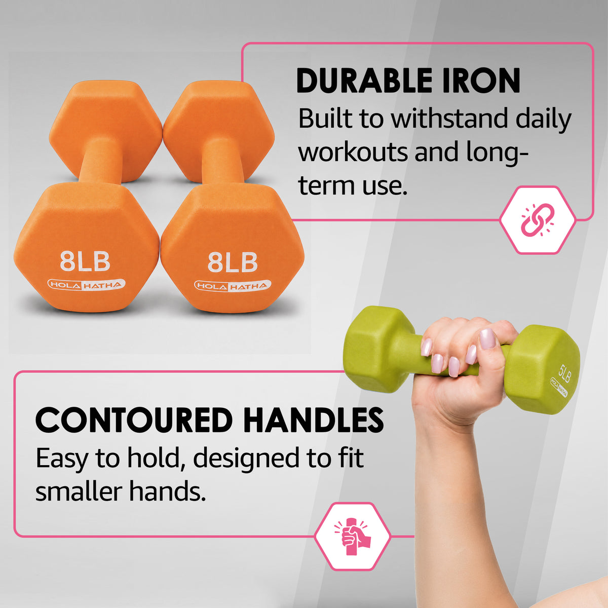 HolaHatha 146 Pound Neoprene Dumbbell Full Body Weight Set with Storage Rack