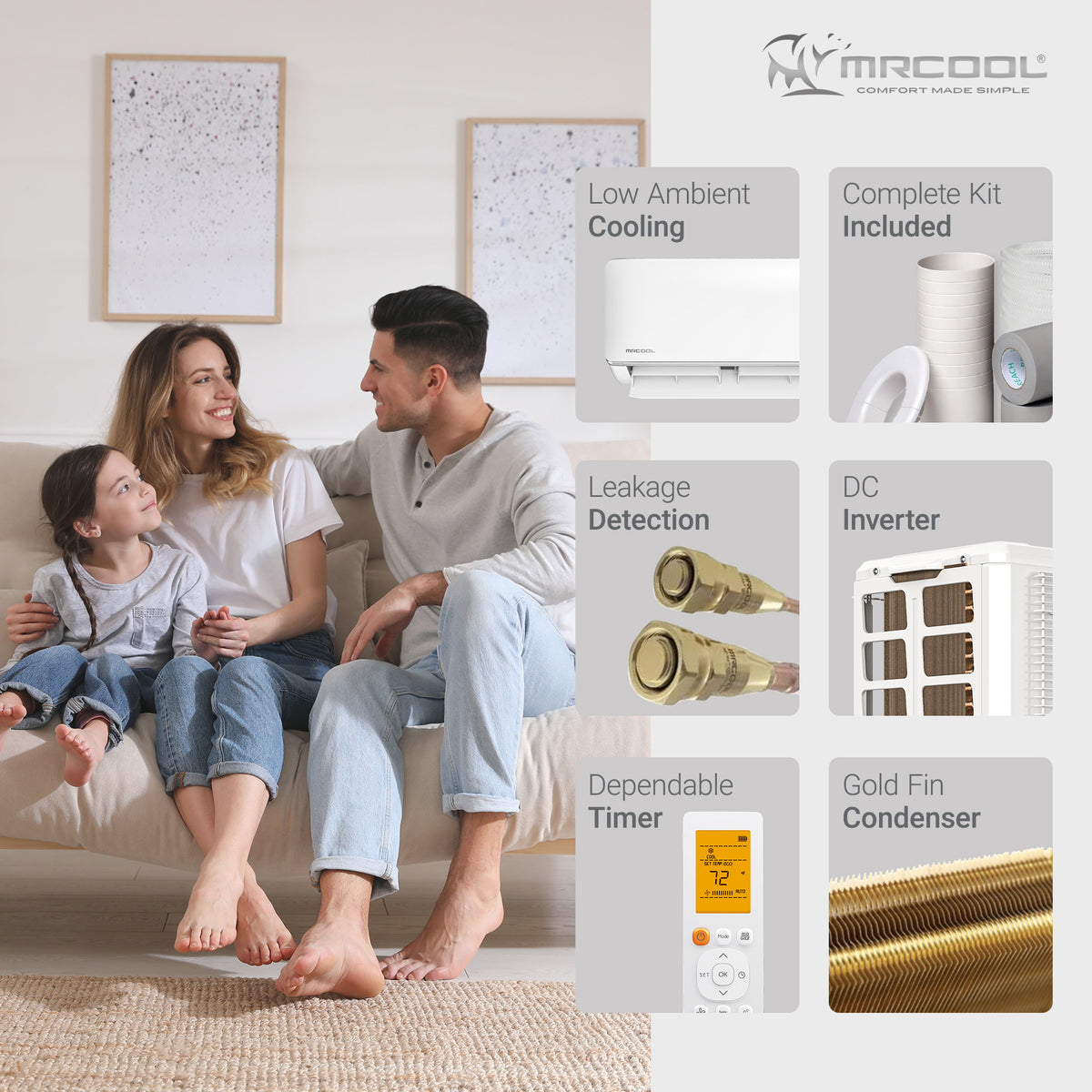MRCOOL Advantage 9,000 BTU Ductless Inverter Wall Mount Heat Pump System, White