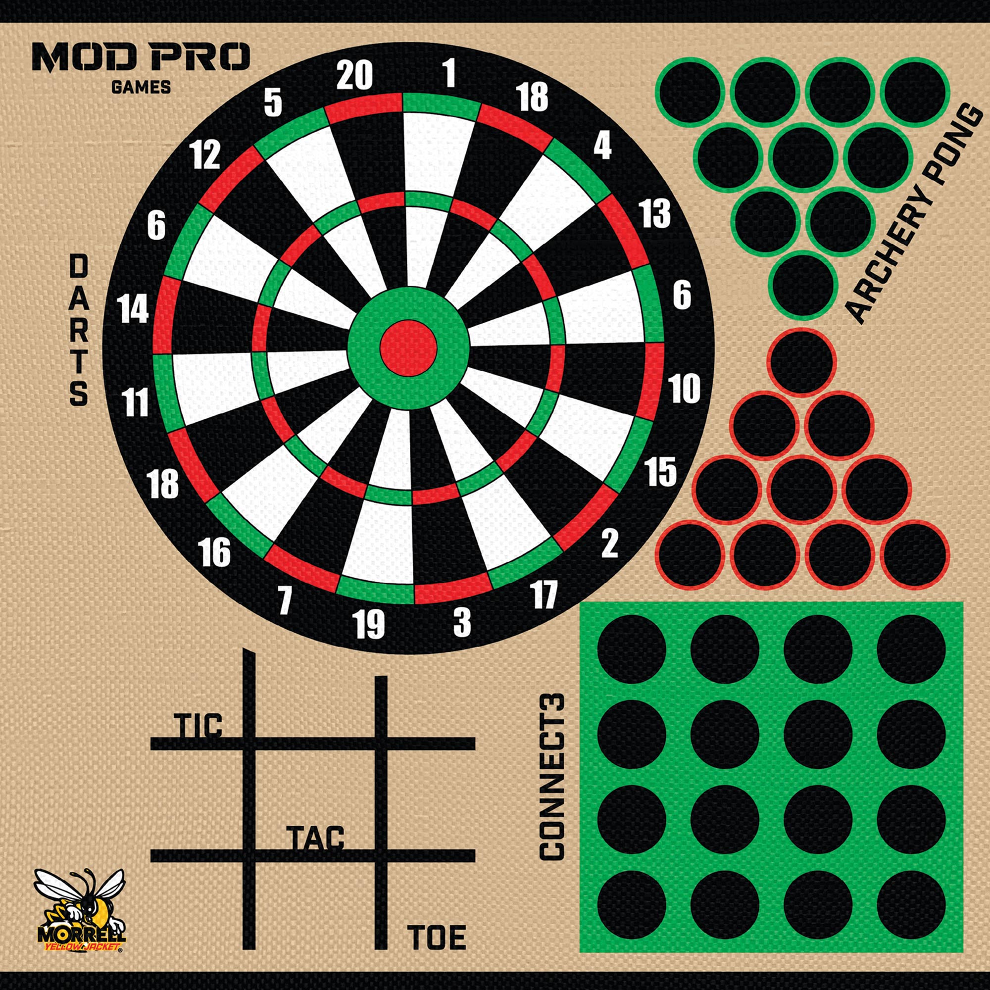 Morrell Yellow Jacket MOD Pro Games Wrap w/ Archery Pong and Dart Board Bullseye - VMInnovations