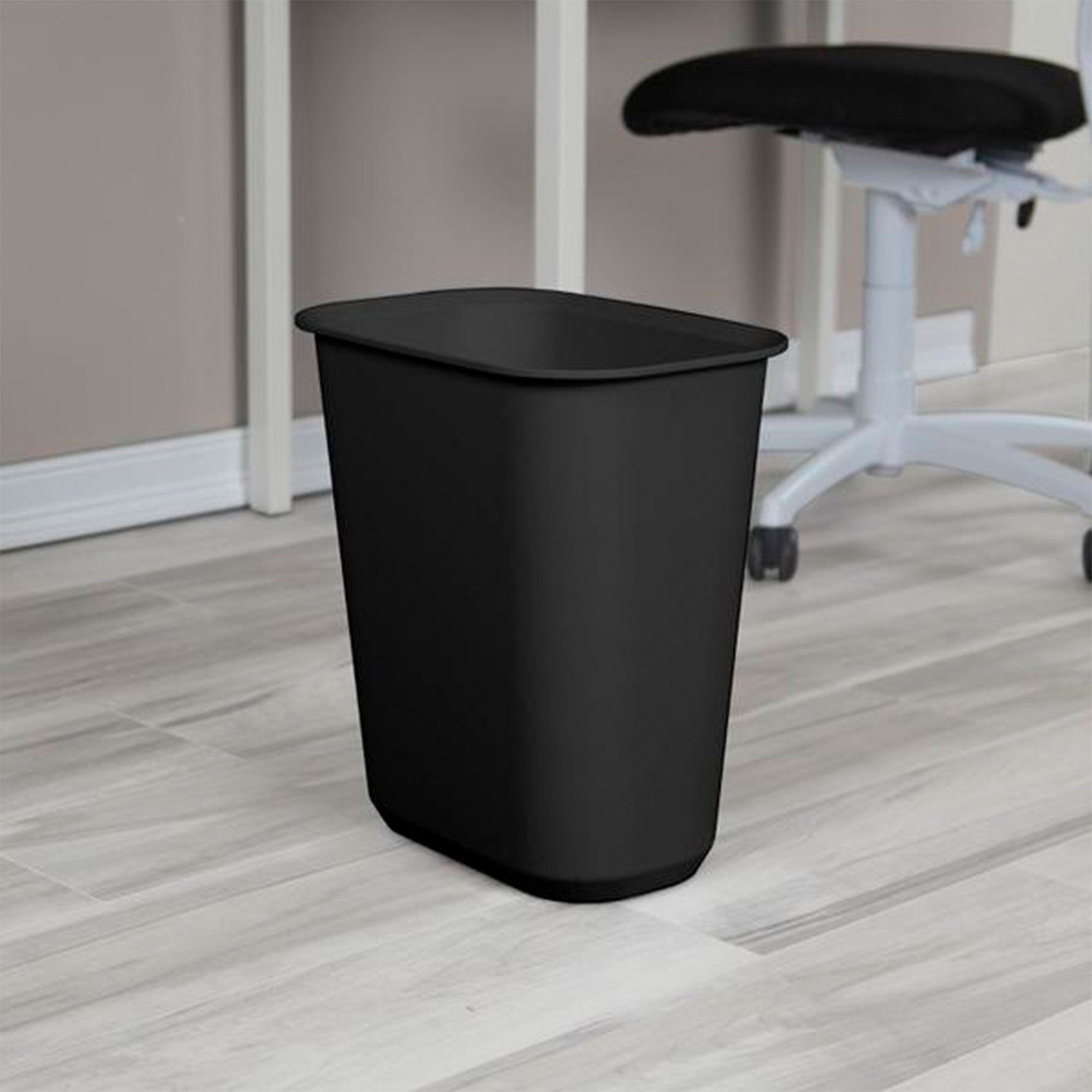 Sterilite Rectangular Wastebasket 5.5 Gallon Open Top Trash Bin, 18 Pack, Black