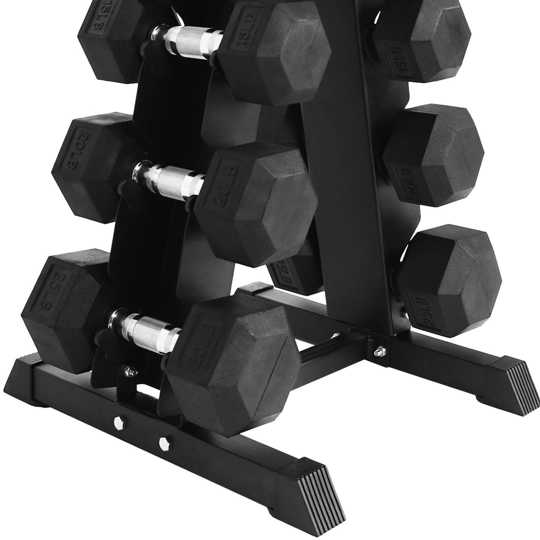 BalanceFrom Signature Alloy Steel 150 lb Rubber Encased Hex Dumbbell Set, Black - VMInnovations