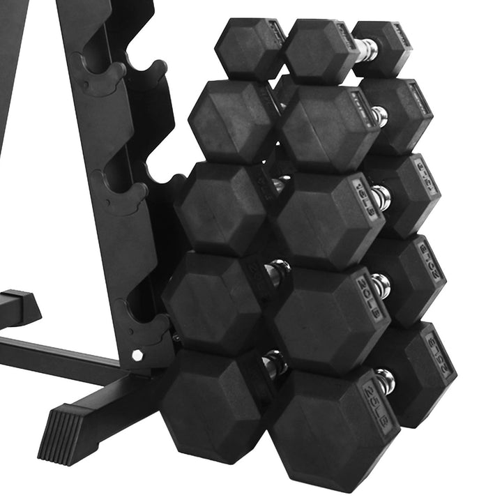 BalanceFrom Signature Alloy Steel 150 lb Rubber Encased Hex Dumbbell Set, Black - VMInnovations