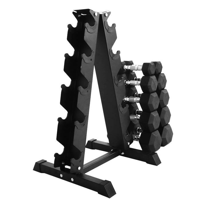 BalanceFrom Signature Alloy Steel 150 lb Rubber Encased Hex Dumbbell Set, Black - VMInnovations