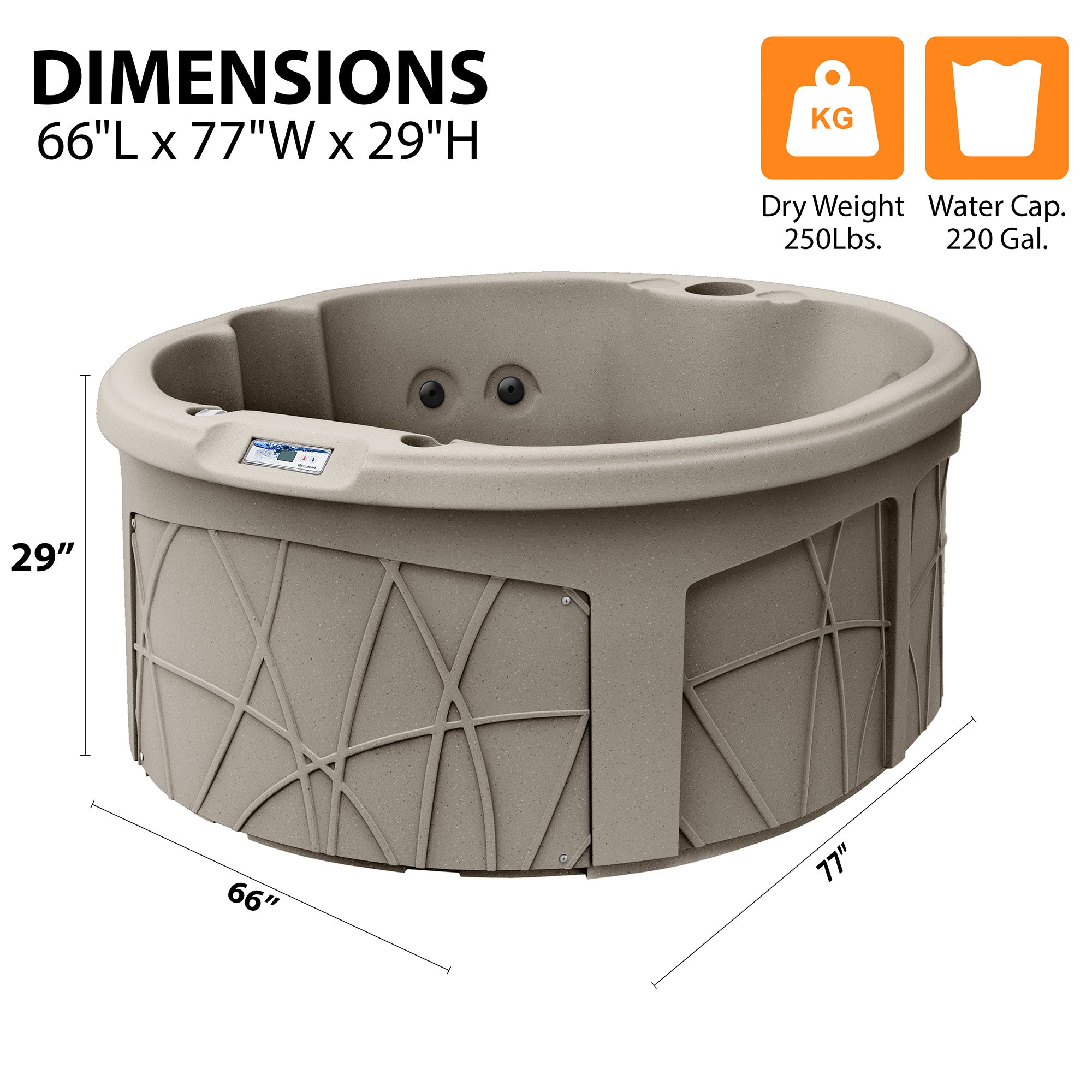 LifeSmart Key Largo Hot Tub Spa with 110 Volt Plug and Play and LED Light, Sand