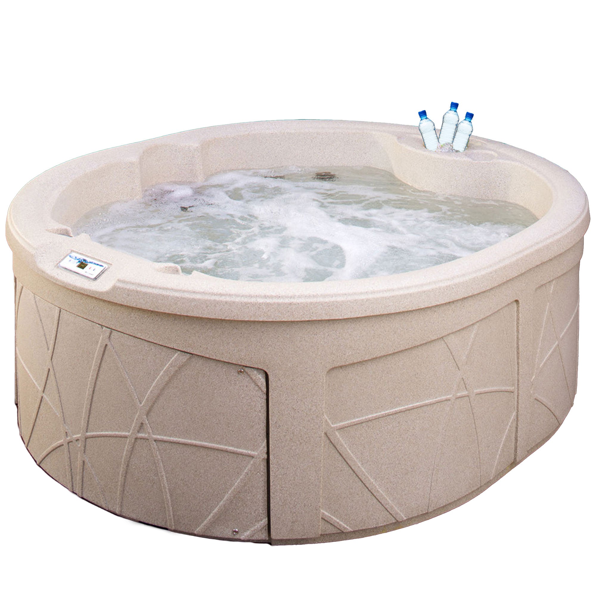 LifeSmart Largo Hot Tub Spa w/110 Volt Plug and Play & LED Light, Sand(Open Box) - VMInnovations