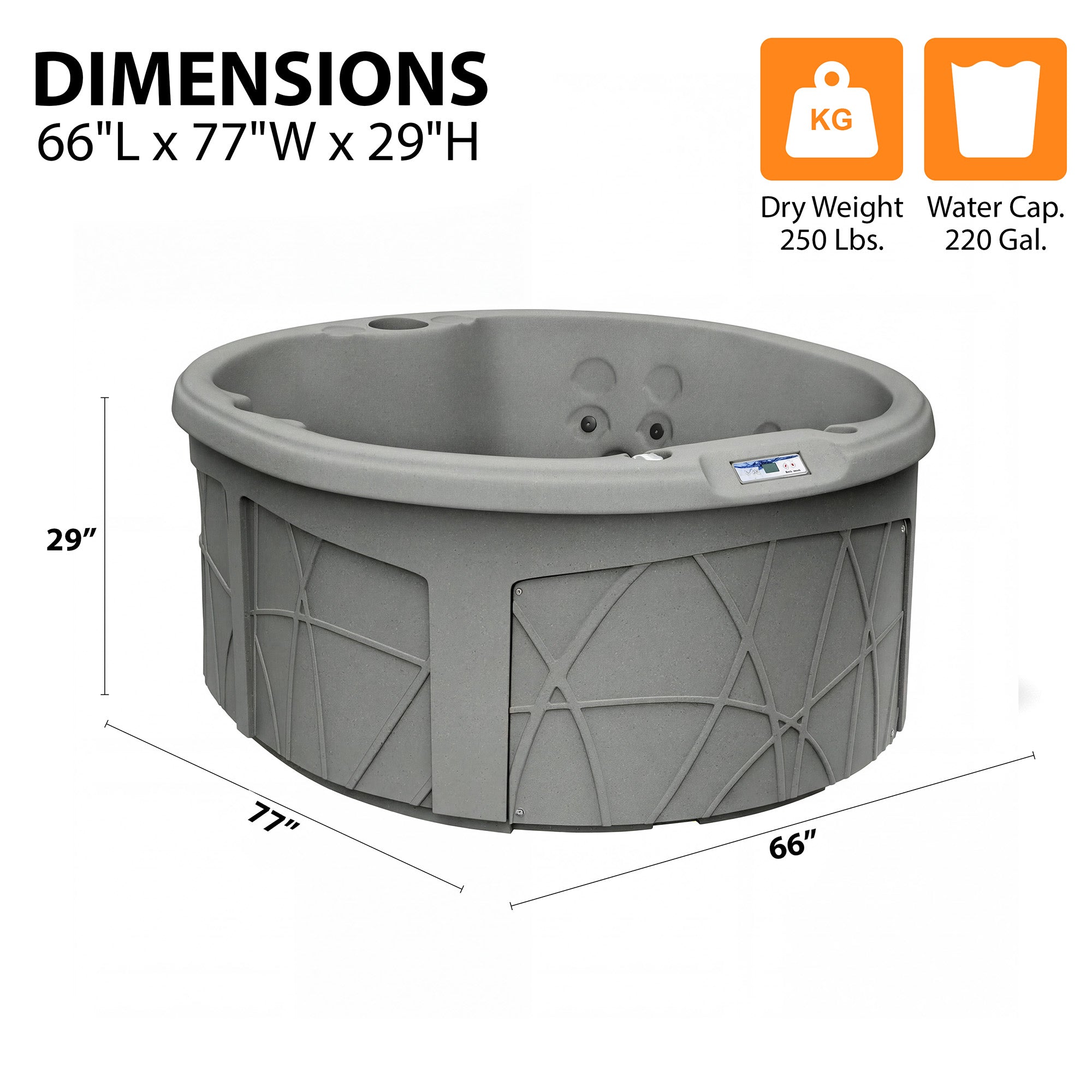LifeSmart Key Largo Hot Tub Spa with 110 Volt Plug and Play and LED Light, Taupe - VMInnovations