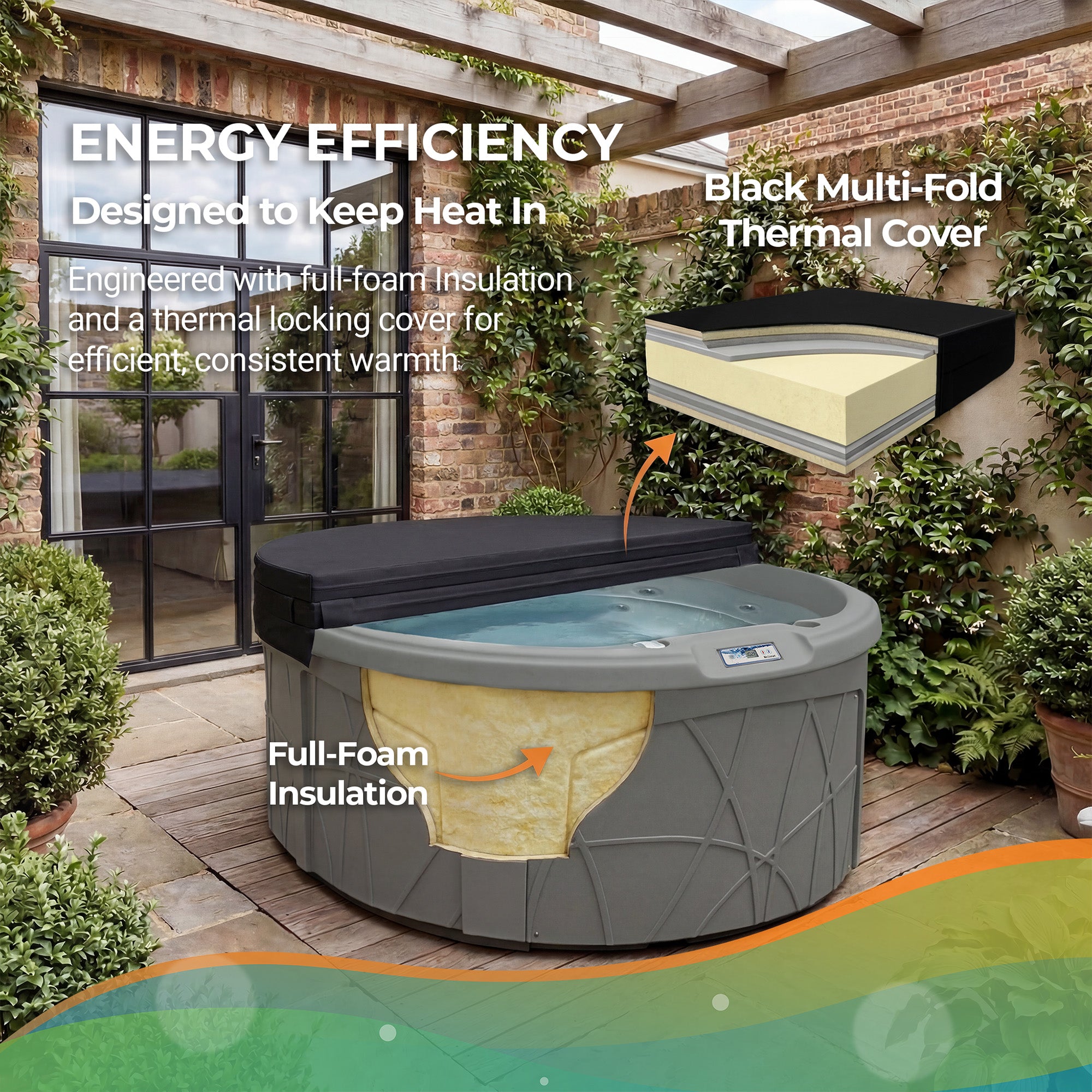 LifeSmart Key Largo Hot Tub Spa with 110 Volt Plug and Play and LED Light, Taupe