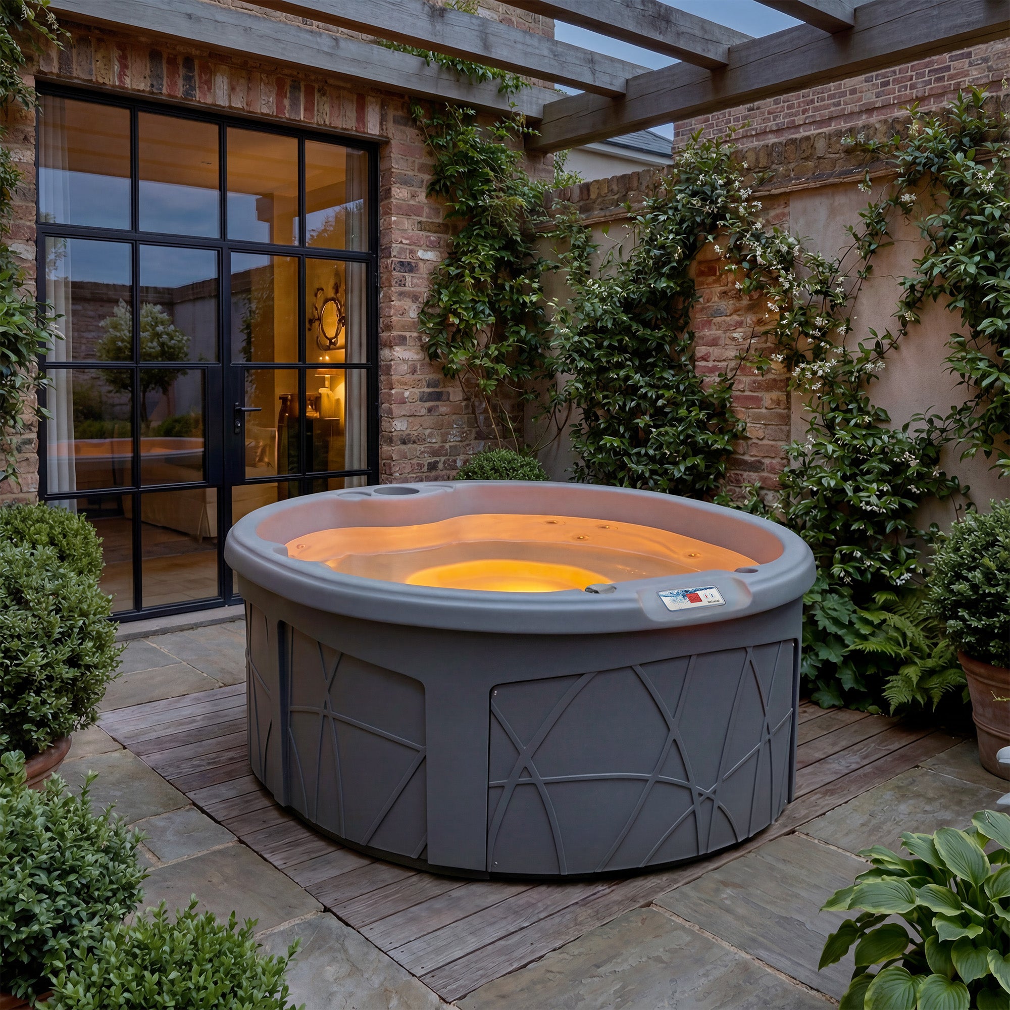 LifeSmart Key Largo Hot Tub Spa with 110 Volt Plug and Play and LED Light, Taupe