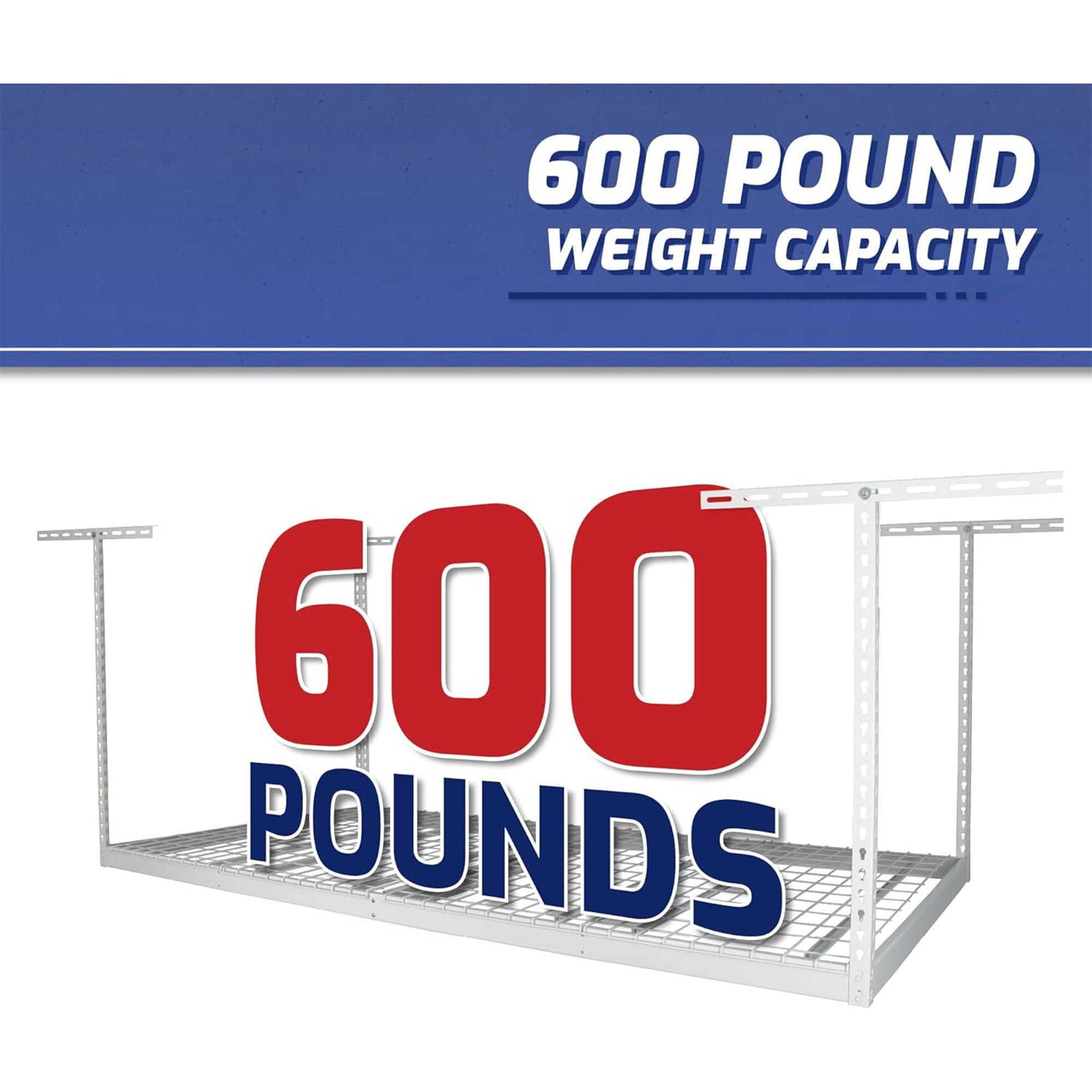SafeRacks 4' x 8' Overhead Garage Storage Rack Holds Up to 600lb,White(Open Box) - VMInnovations