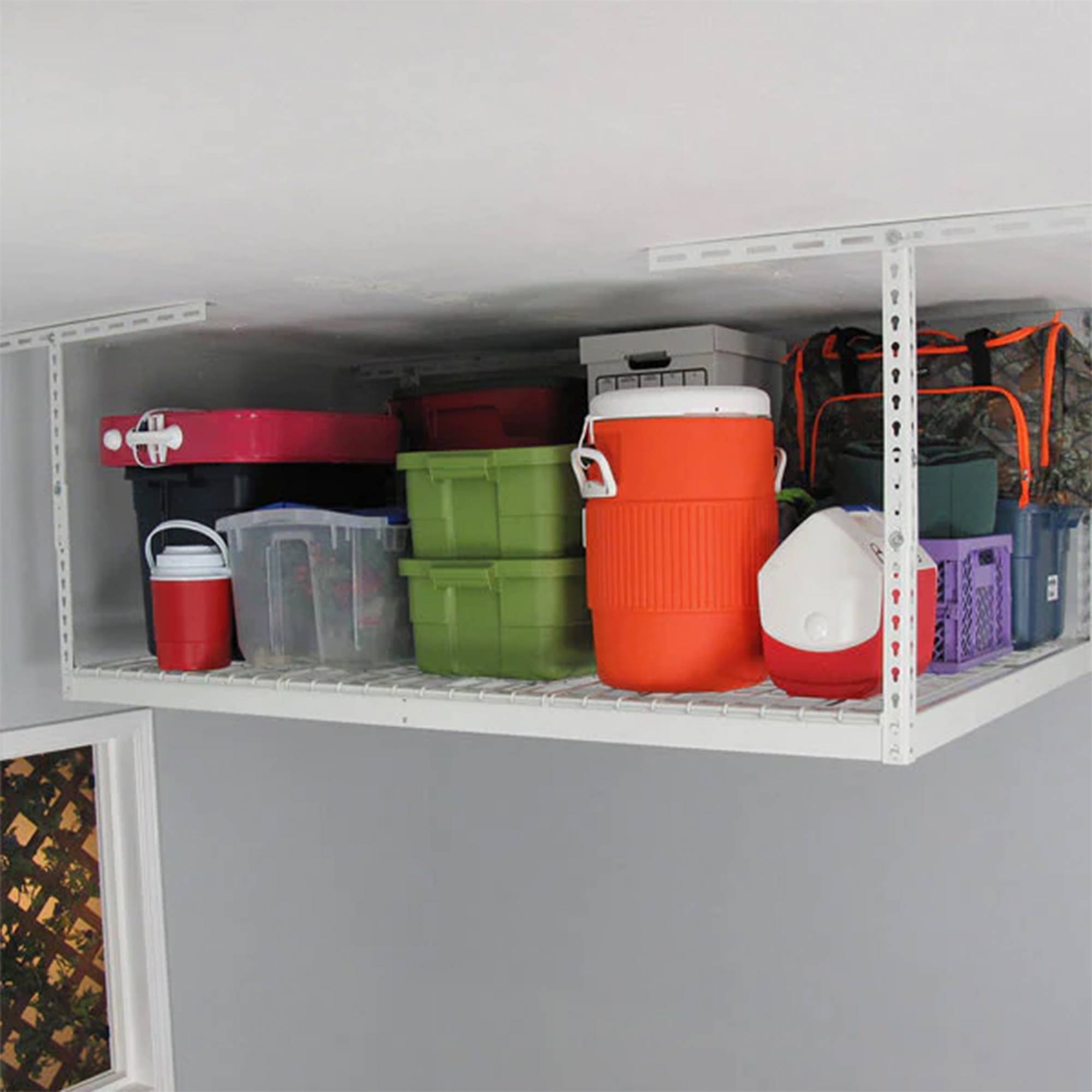 MonsterRax 4' x 6' Overhead Garage Storage Rack Holds Up to 500 lbs White (Used) - VMInnovations