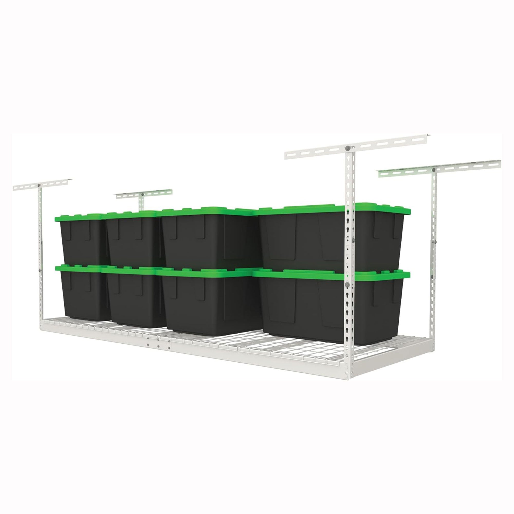 MonsterRax 3' x 8' Overhead Garage Storage Rack Holds Up to 450 Pounds, White - VMInnovations
