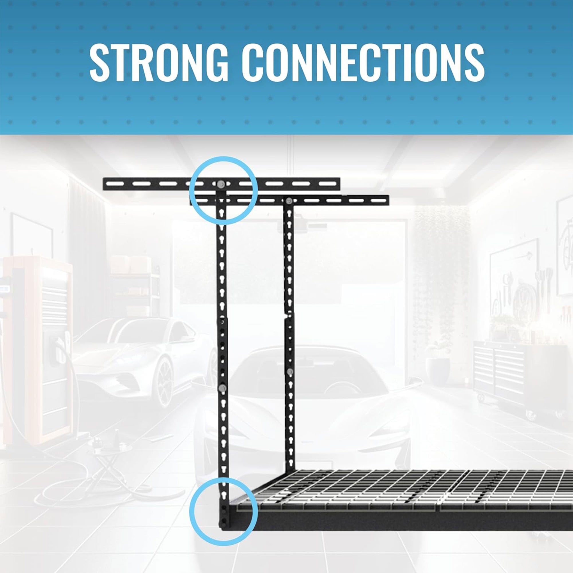 MonsterRax 3'x8' Overhead Garage Storage Rack Holds Up to 450 Pounds, Hammertone - VMInnovations