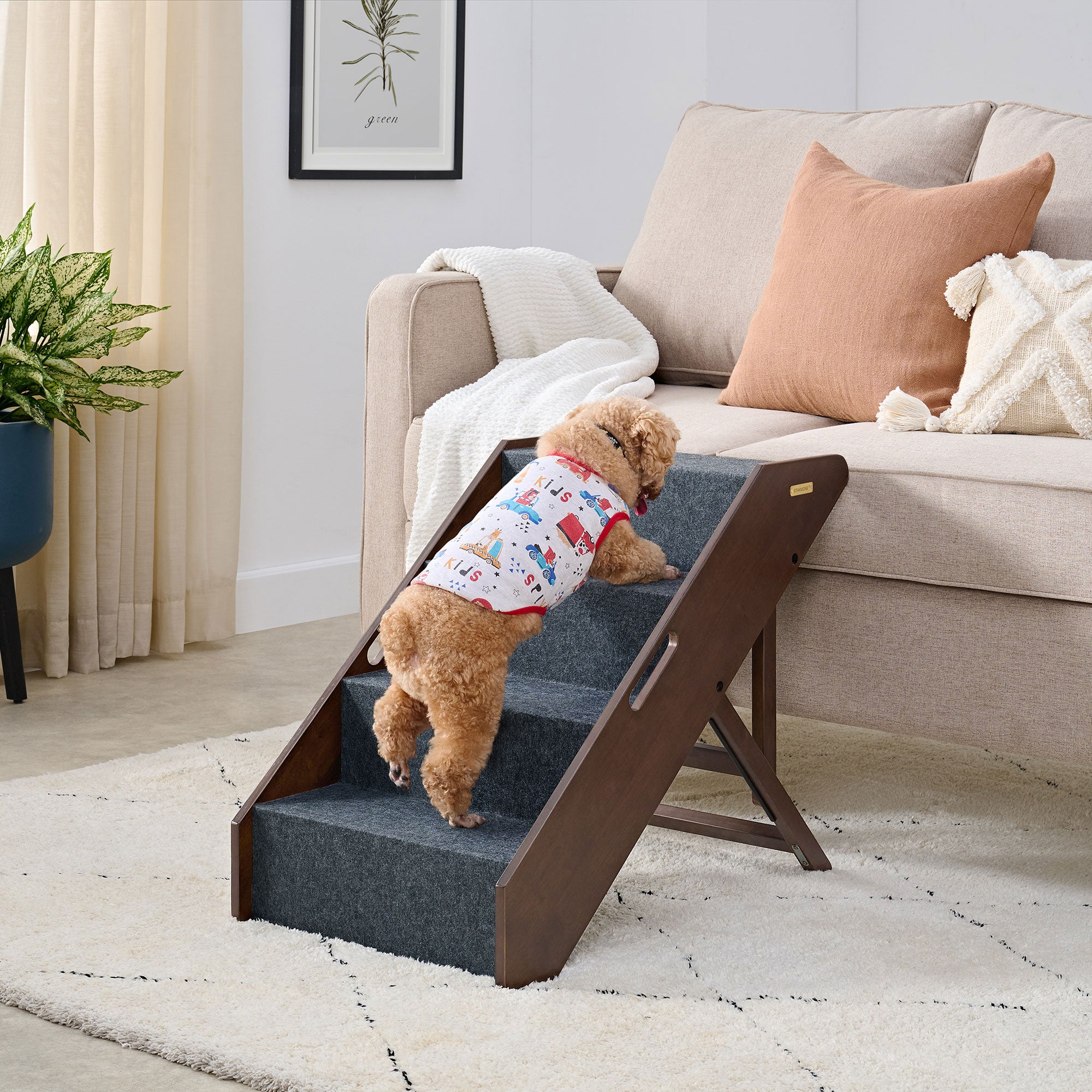 MECO Stakmore Foldable Pet Steps w/Solid Hardwood Construction, Espresso (Used) - VMInnovations