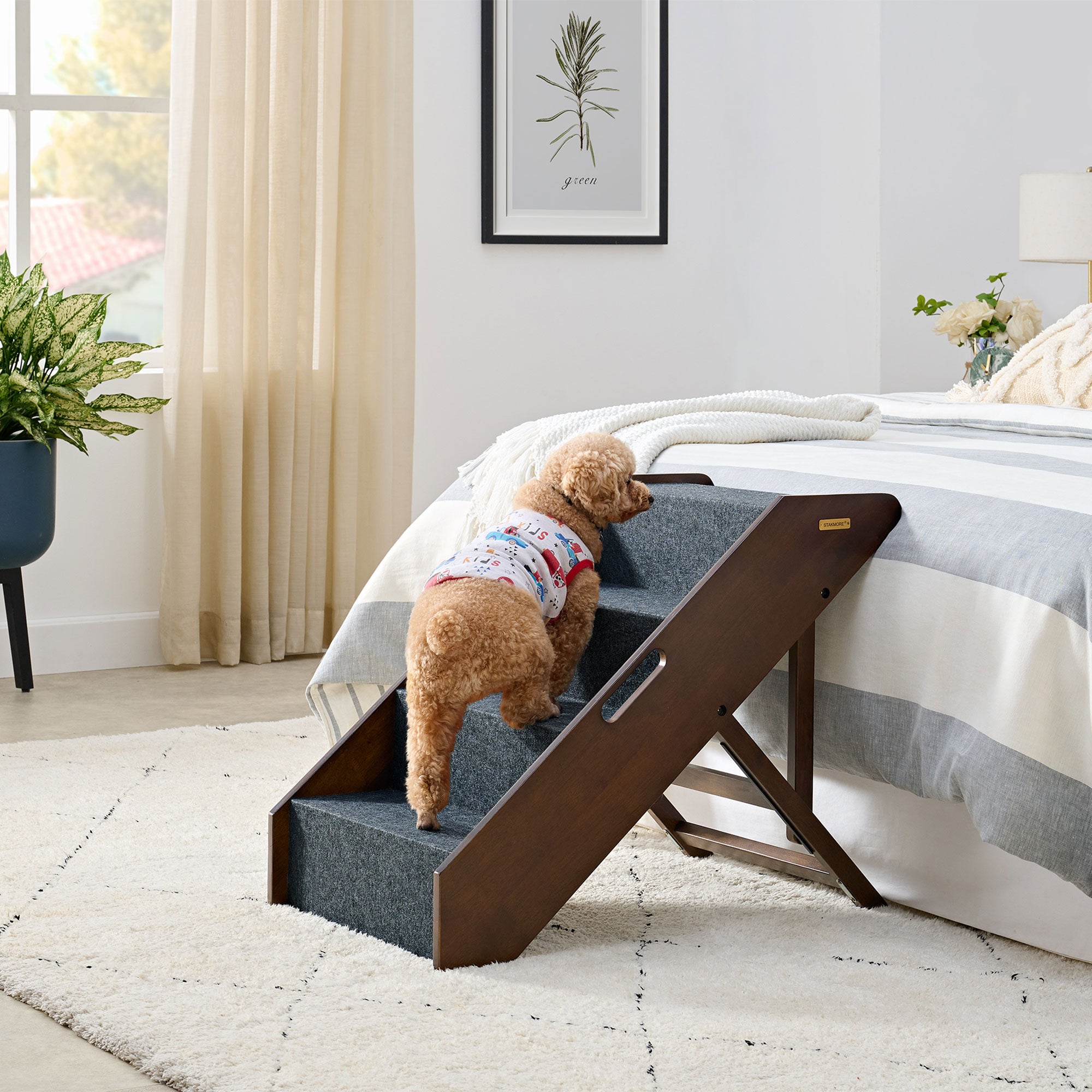 MECO Stakmore Foldable Pet Steps w/Solid Hardwood Construction, Espresso (Used) - VMInnovations