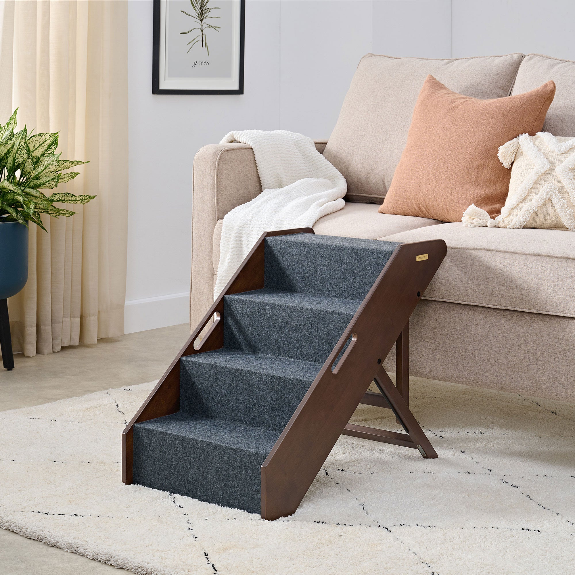 MECO Stakmore Foldable Pet Steps w/Solid Hardwood Construction, Espresso (Used) - VMInnovations