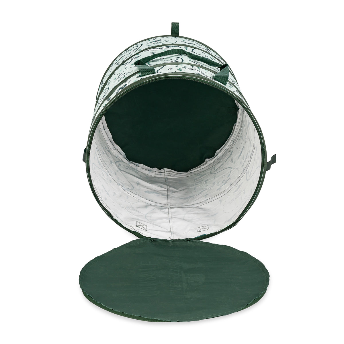 Camco Campsite Pop Up Utility Container with Liner and Zipper Close, Map Design