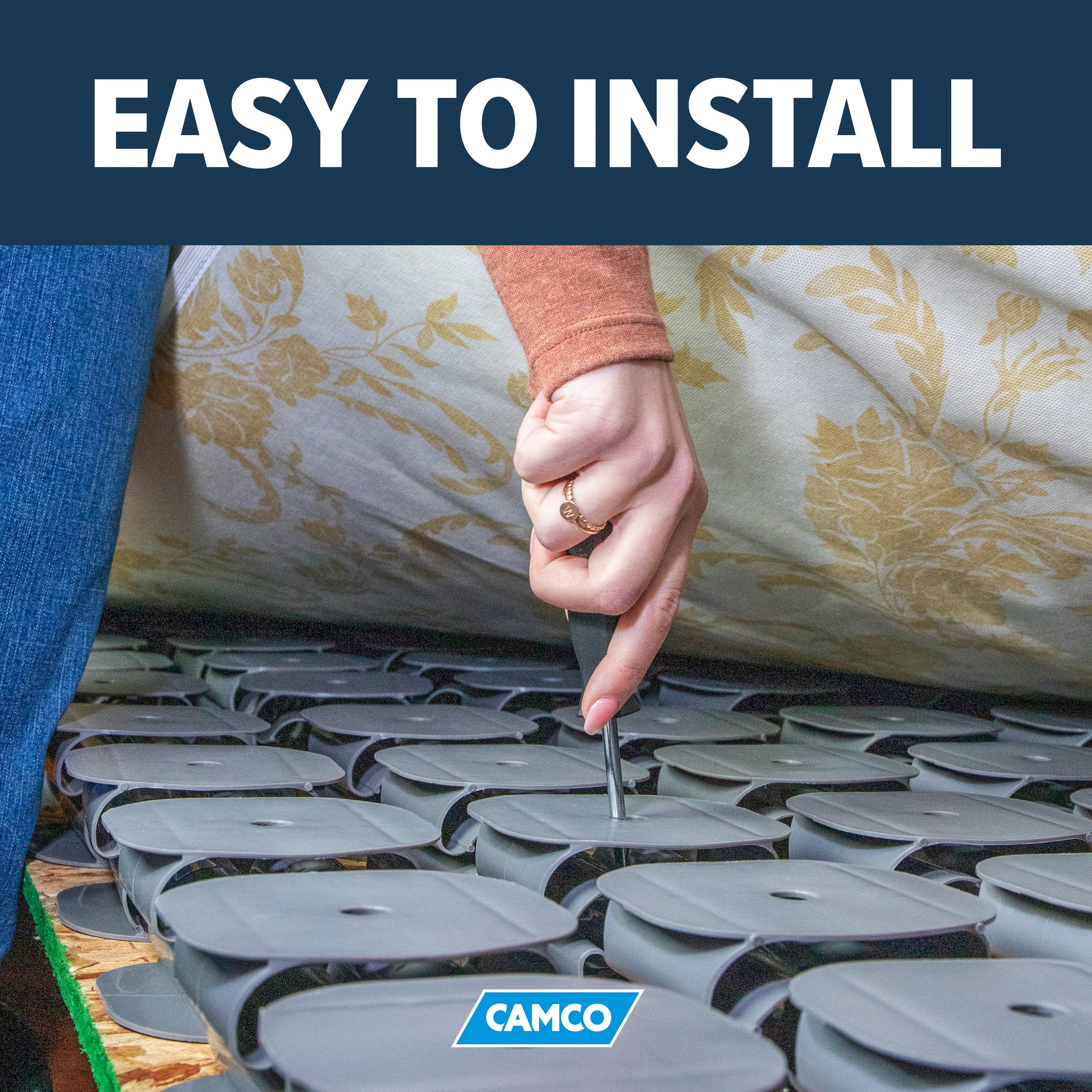 Camco RV Marine 100 Piece Screw Mounted Bed Spring Kit Covering 25 Square Feet - VMInnovations