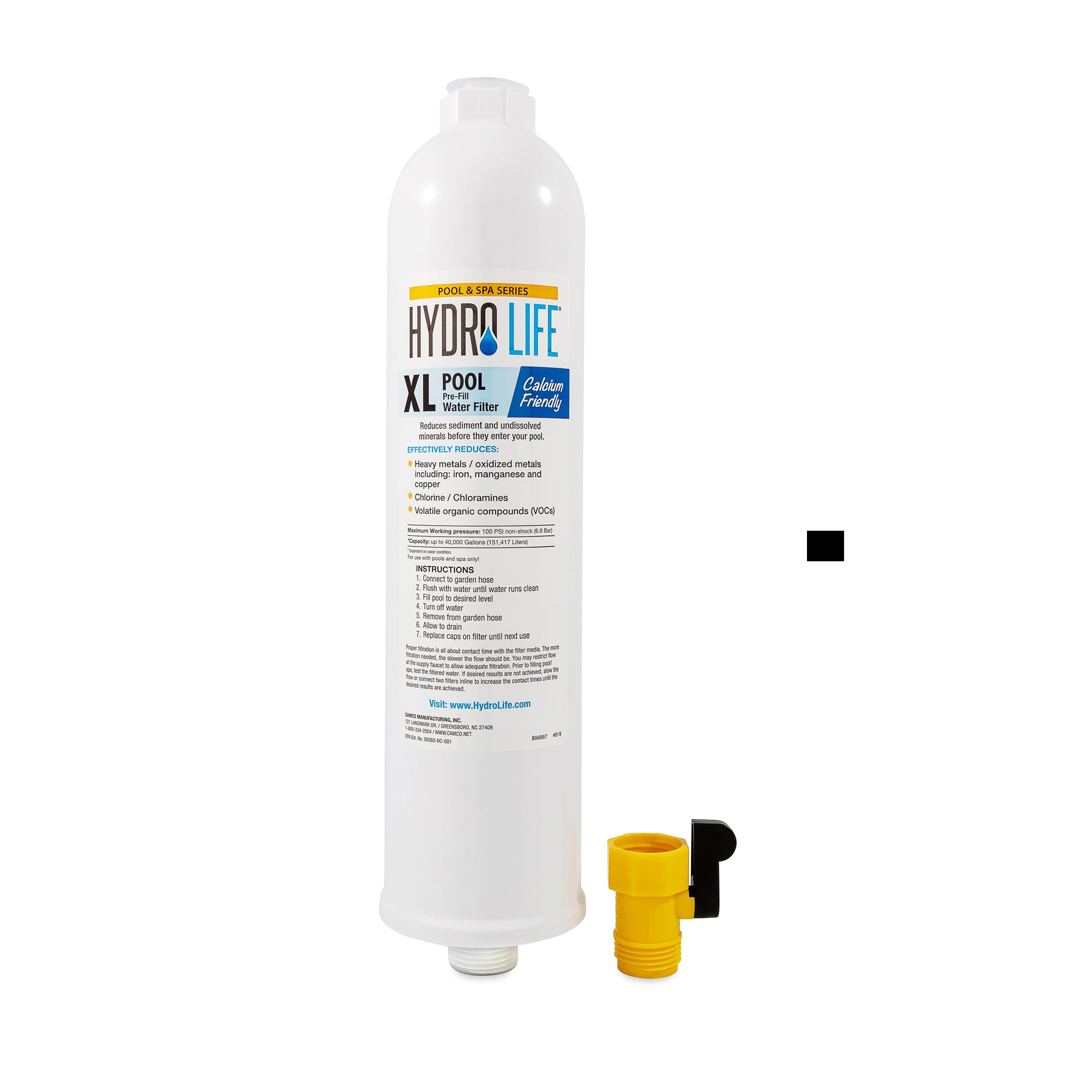Camco Hydro Life Pool and Spa Filter with Shutoff Valve and Pre Filters Stain - VMInnovations