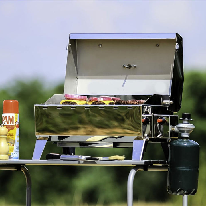 Camco  Grill-Stow N Go 125 Portable Propane Gas Grill with Temperature Gauge - VMInnovations