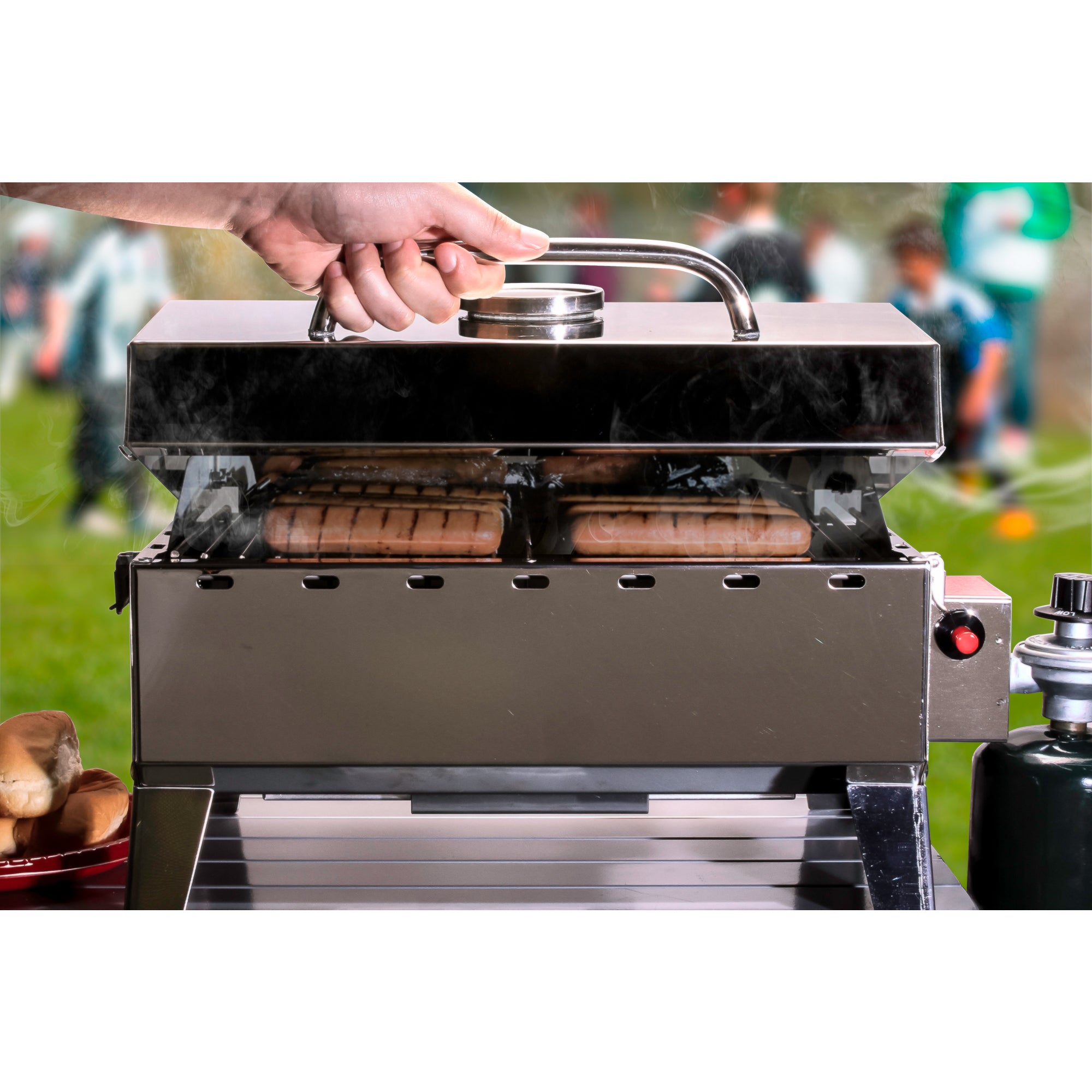 Camco Grill-Stow N Go 125 Portable Propane Gas Grill w/Temperature Gauge (Used)
