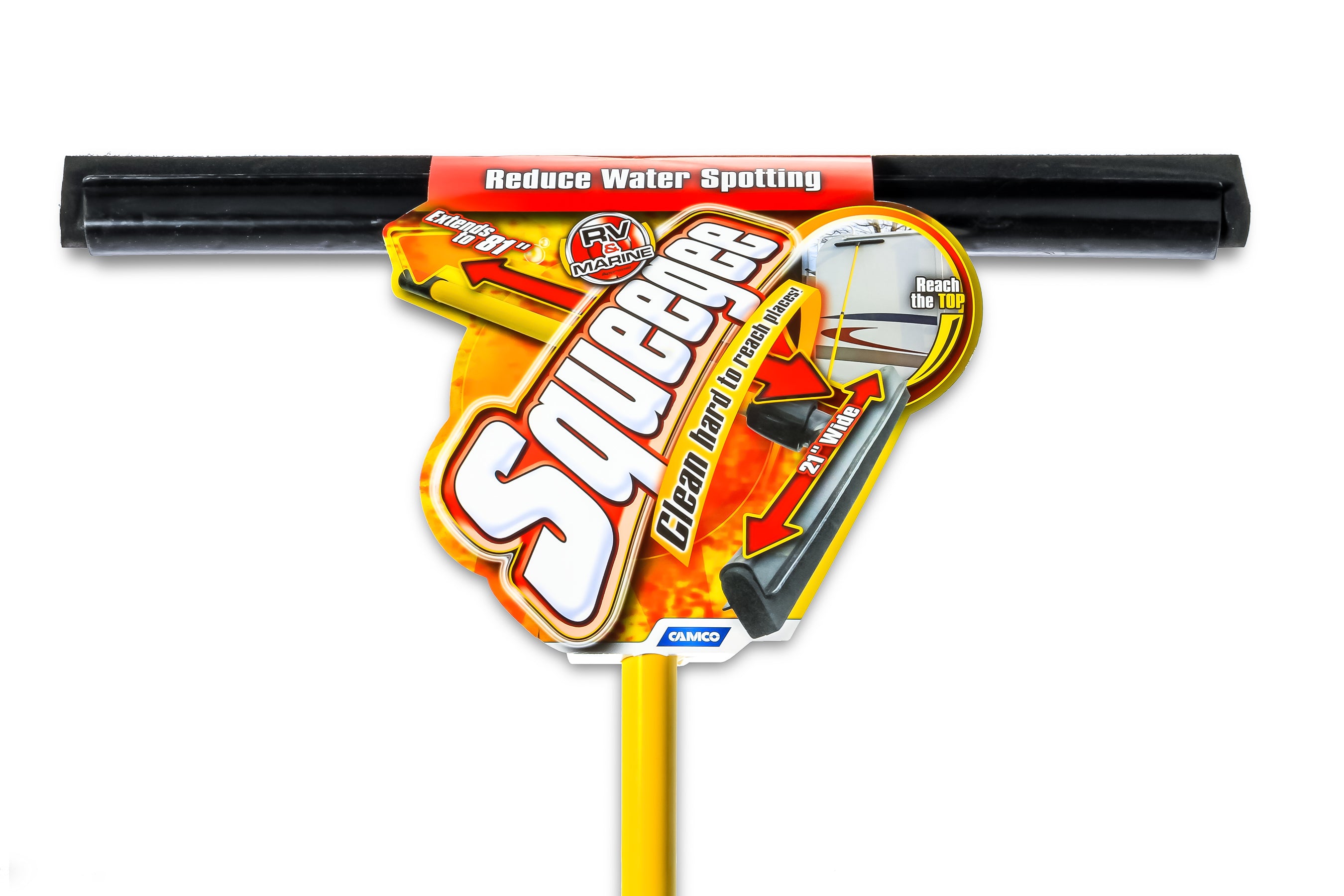 Camco 21 Inch Ultimate Lightweight RV Squeegee with Extend Handle, Black/Yellow - VMInnovations