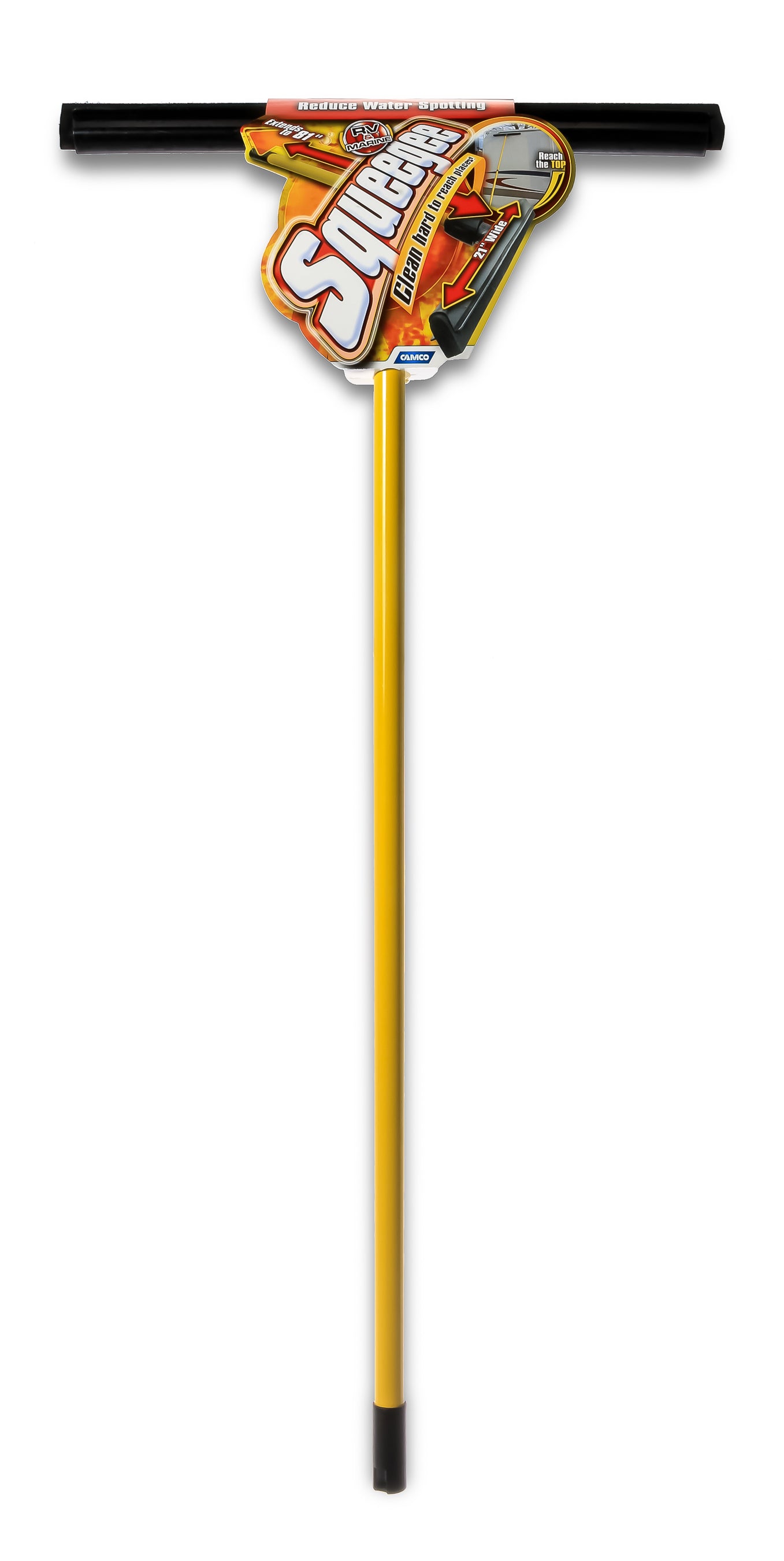 Camco 21 Inch Ultimate Lightweight RV Squeegee with Extend Handle, Black/Yellow - VMInnovations