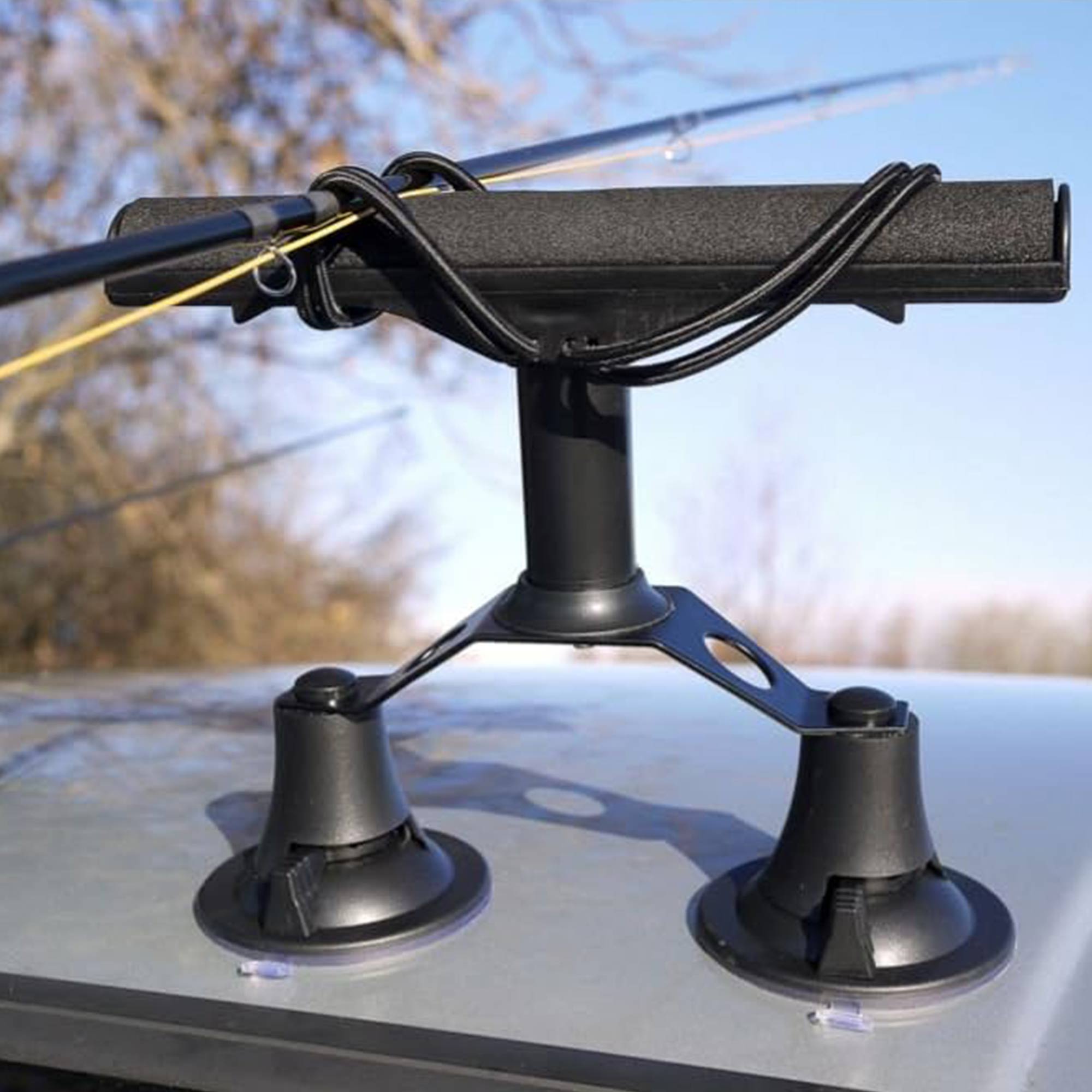 Vac Rac Quad Rack Fly Rod Mount Carrier Suction Cup, 4 Rods, Black (Open Box) - VMInnovations