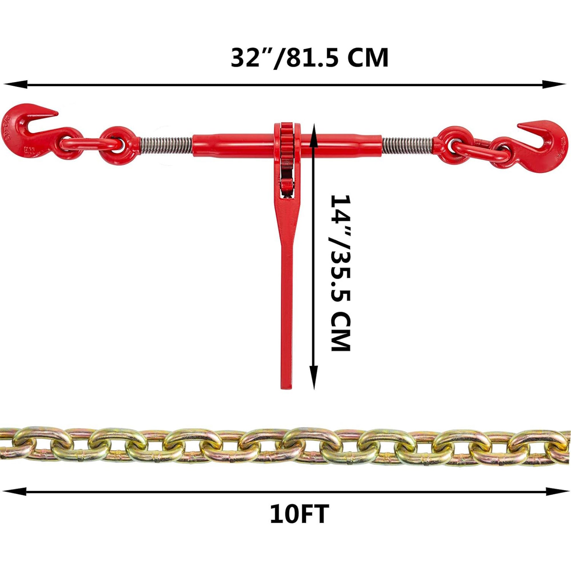 VEVOR Chains & Binders with Hooks for Truck, Tie Down, Hauling, Towing, Set of 4 - VMInnovations