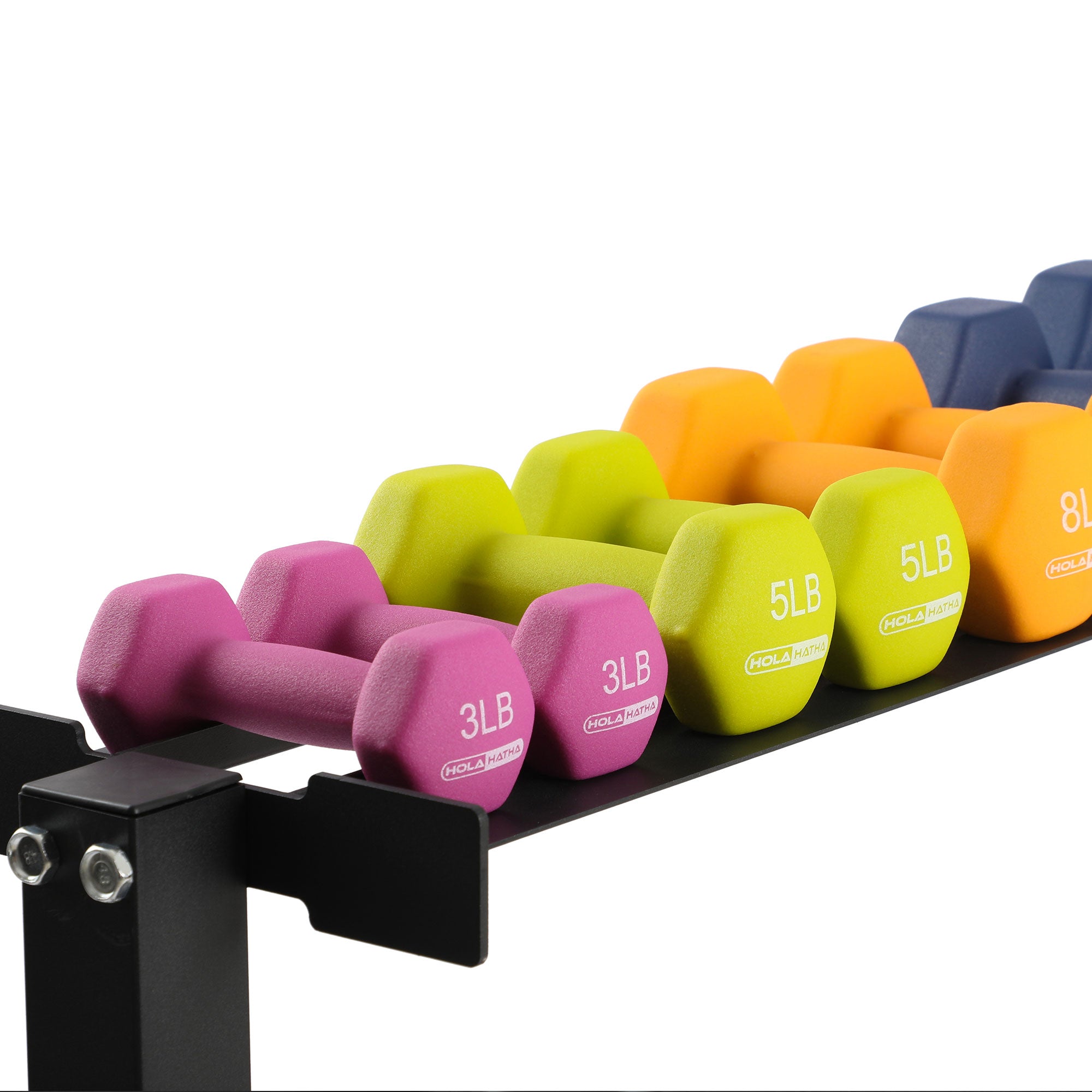 HolaHatha 146 Pound Neoprene Dumbbell Strength Training Weight Set with Rack - VMInnovations