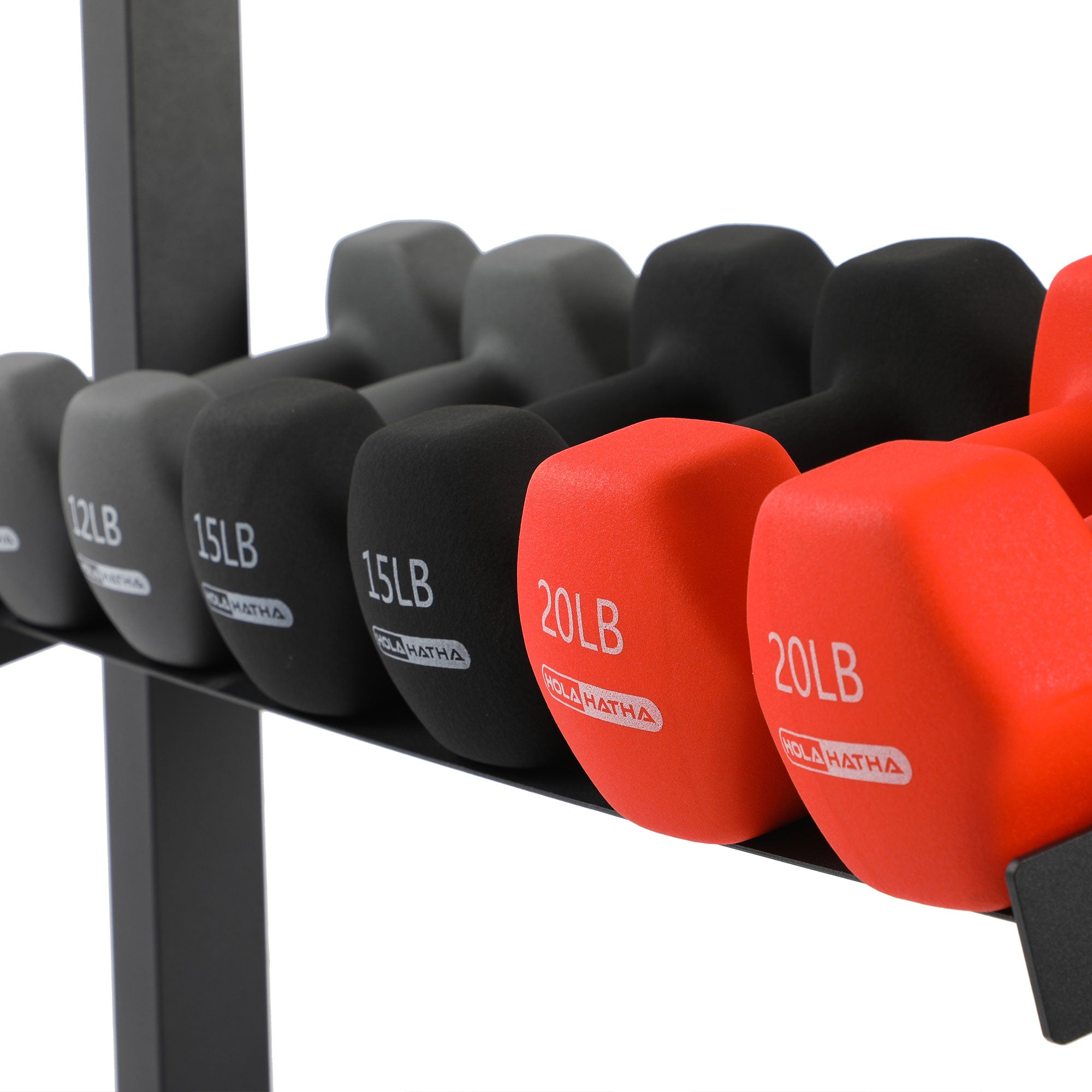 HolaHatha 146 Pound Neoprene Dumbbell Strength Training Weight Set with Rack - VMInnovations