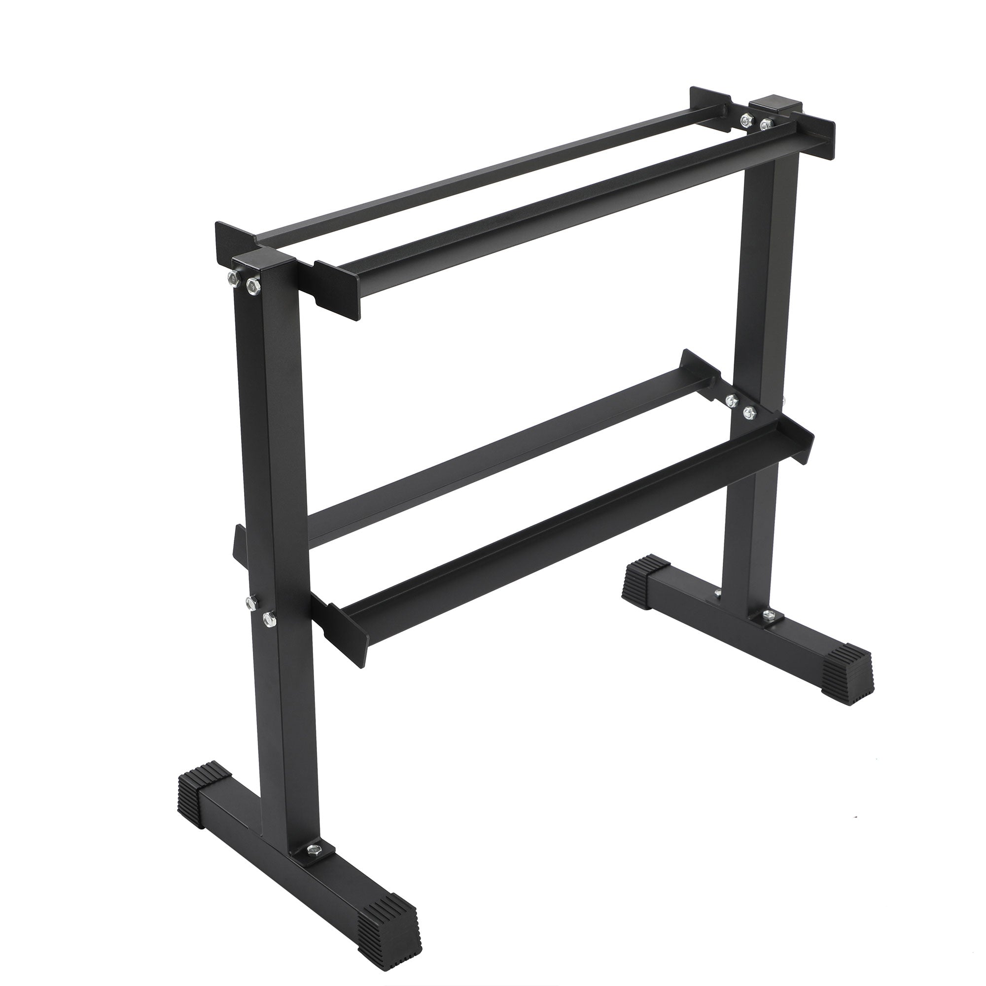 HolaHatha 150 Pound Rubber Encased Dumbbell Strength Training Weight Set w/ Rack - VMInnovations