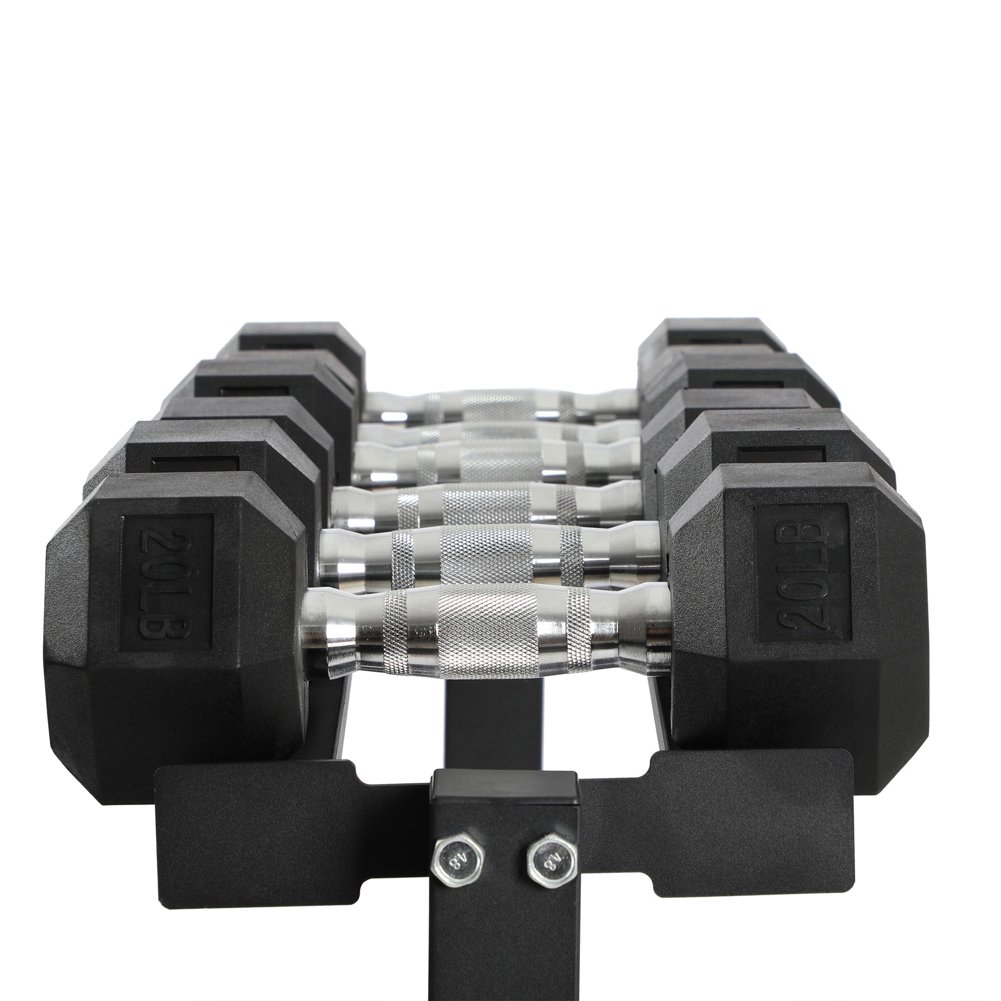 HolaHatha 210 Pound Rubber Encased Dumbbell Strength Training Weight Set w/ Rack - VMInnovations