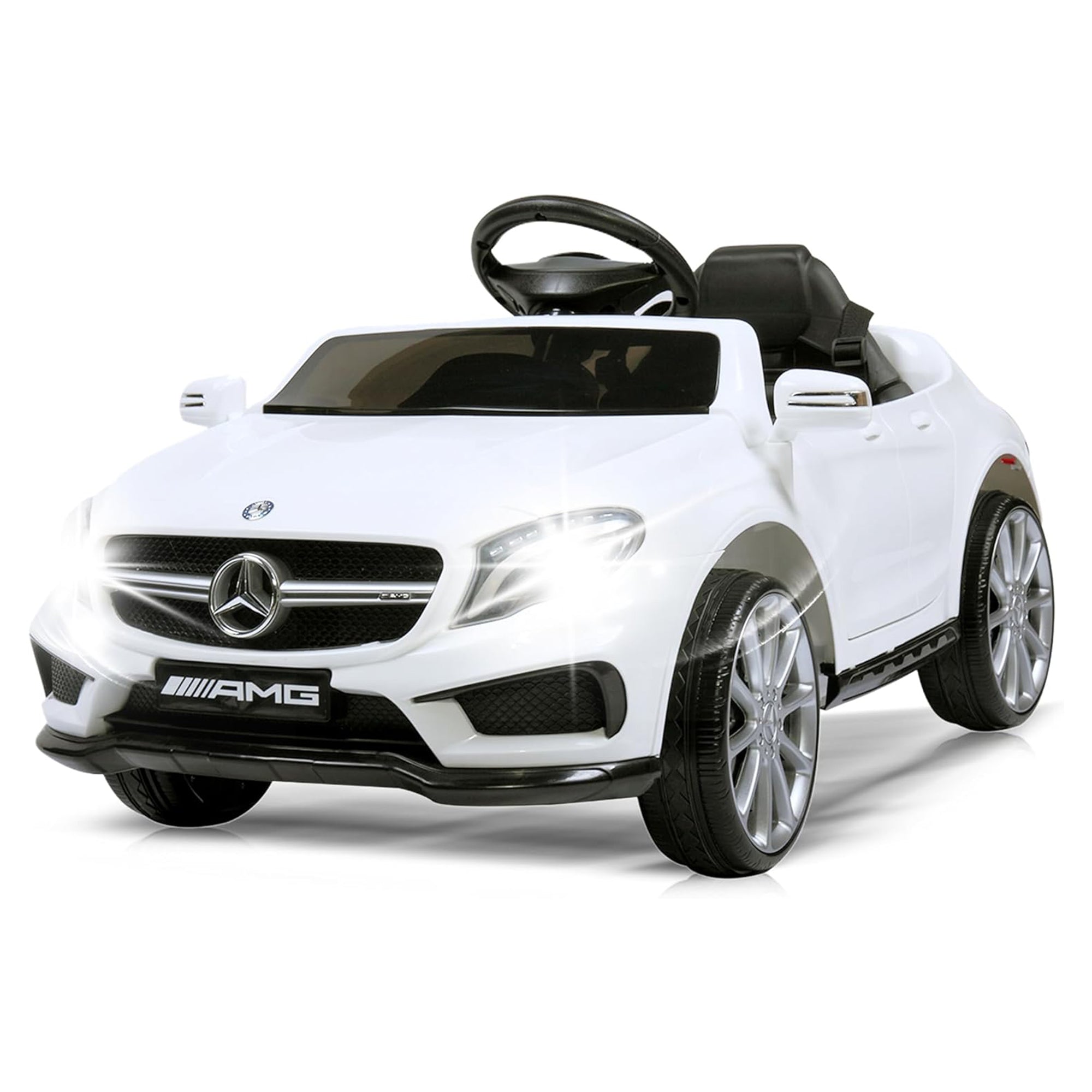 TOBBI 6 Volt Kids Electric Battery Powered Ride On Toy Mercedes Benz Car, White - VMInnovations